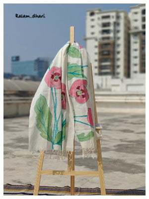 Poppies Muslin Cotton Painted Stole