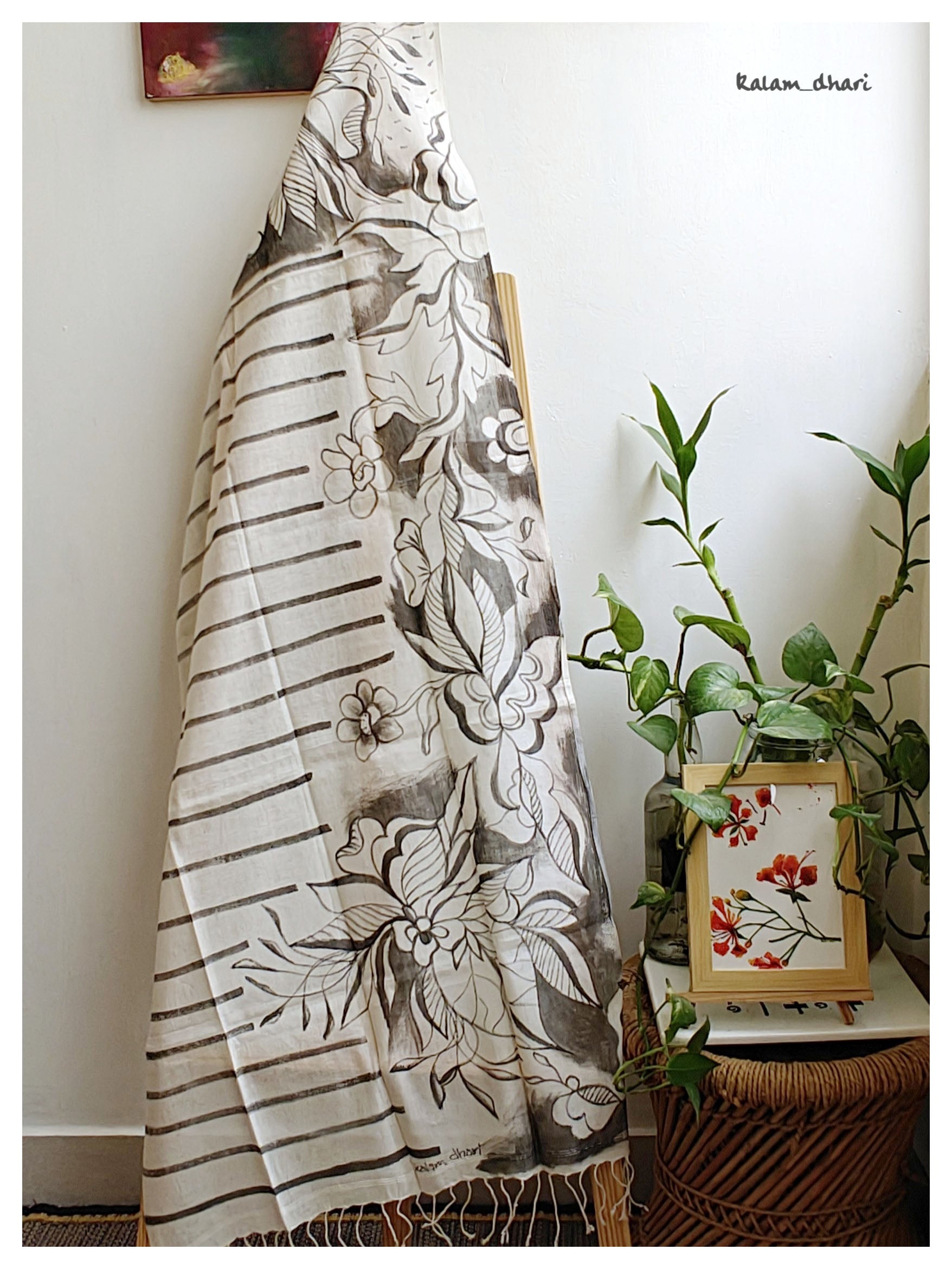 Vanaspati Muslin Cotton Painted Stole