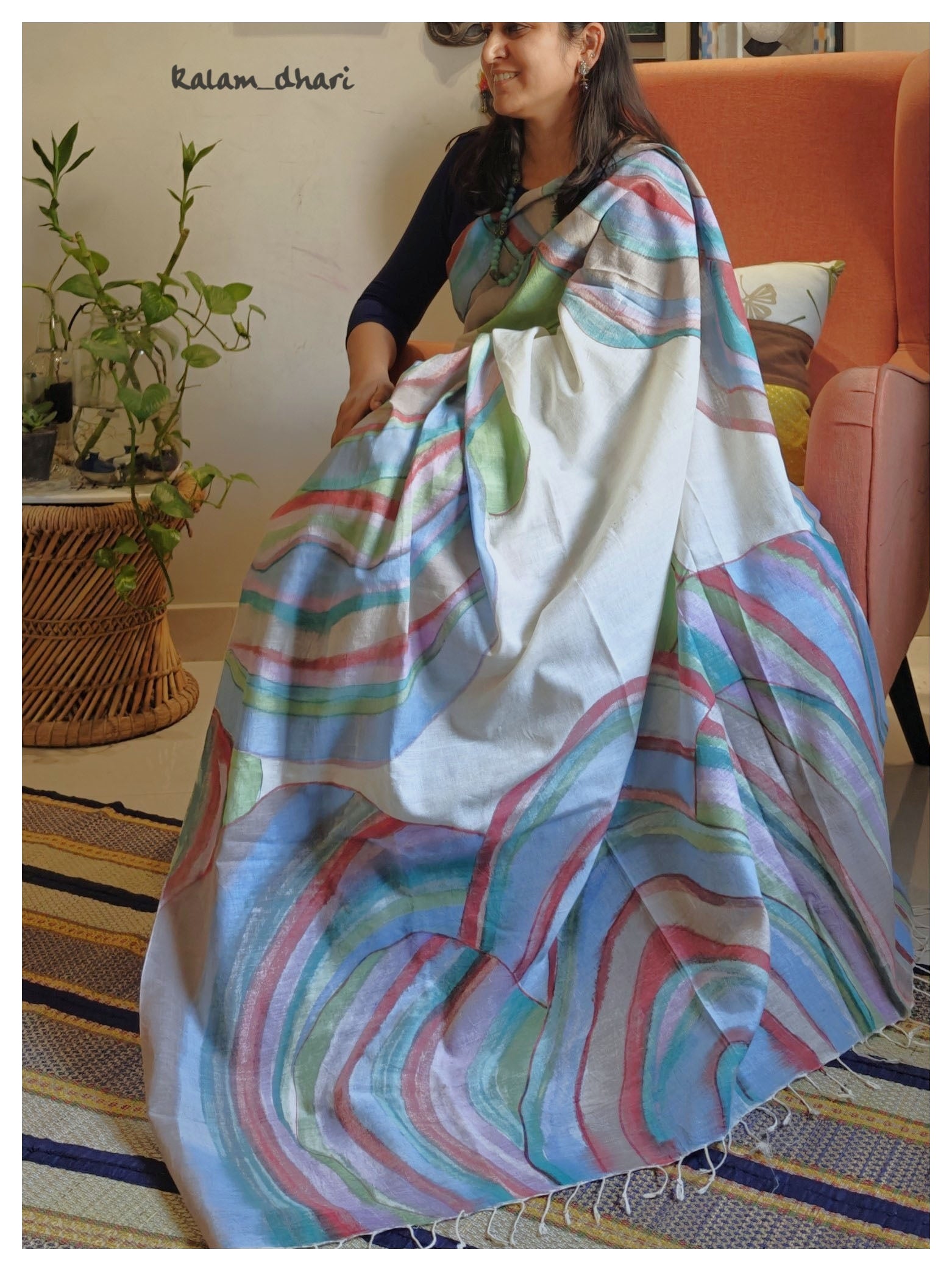 Agate Painted Cotton Saree