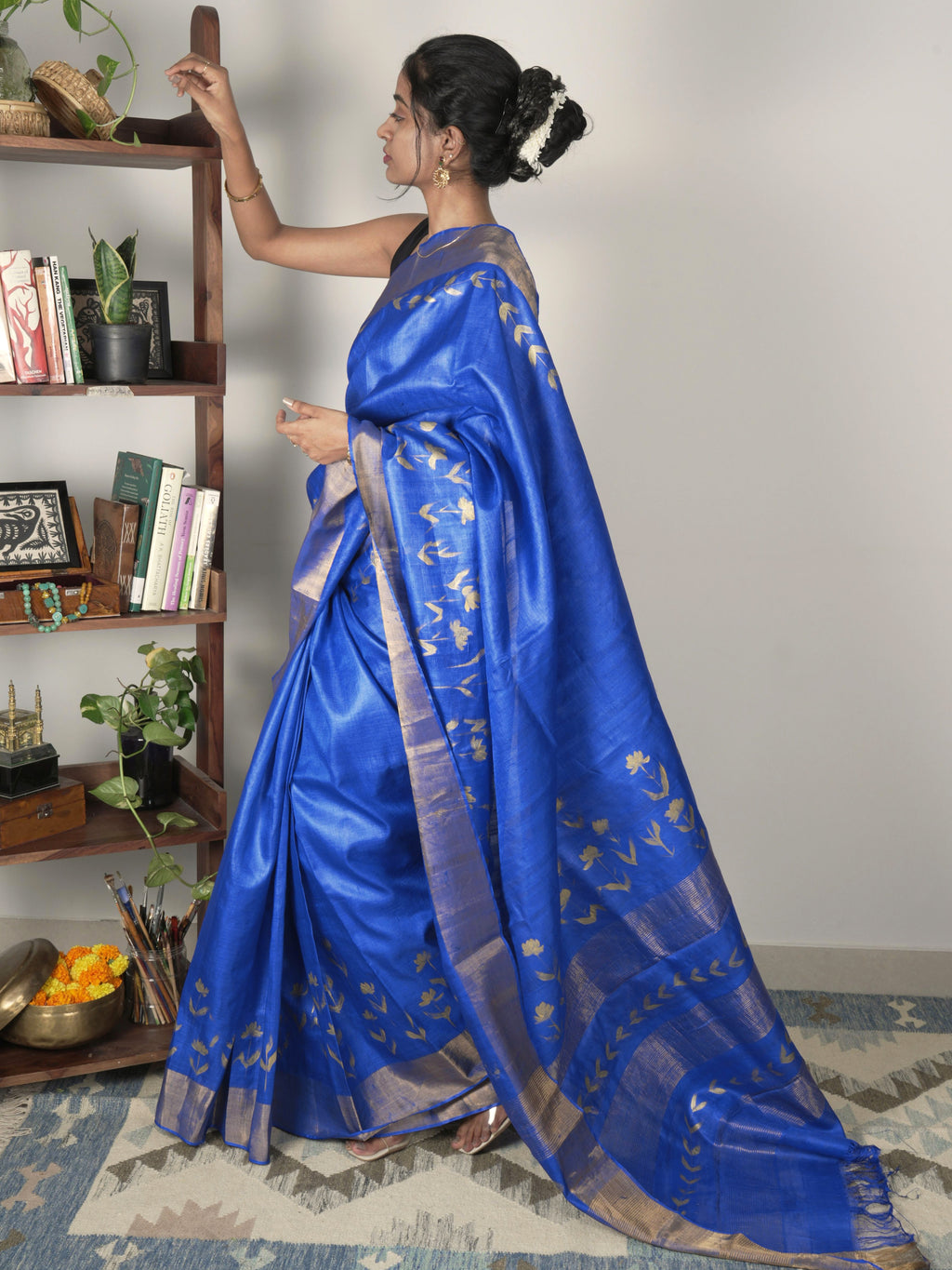 Neelam Painted Tussar Saree