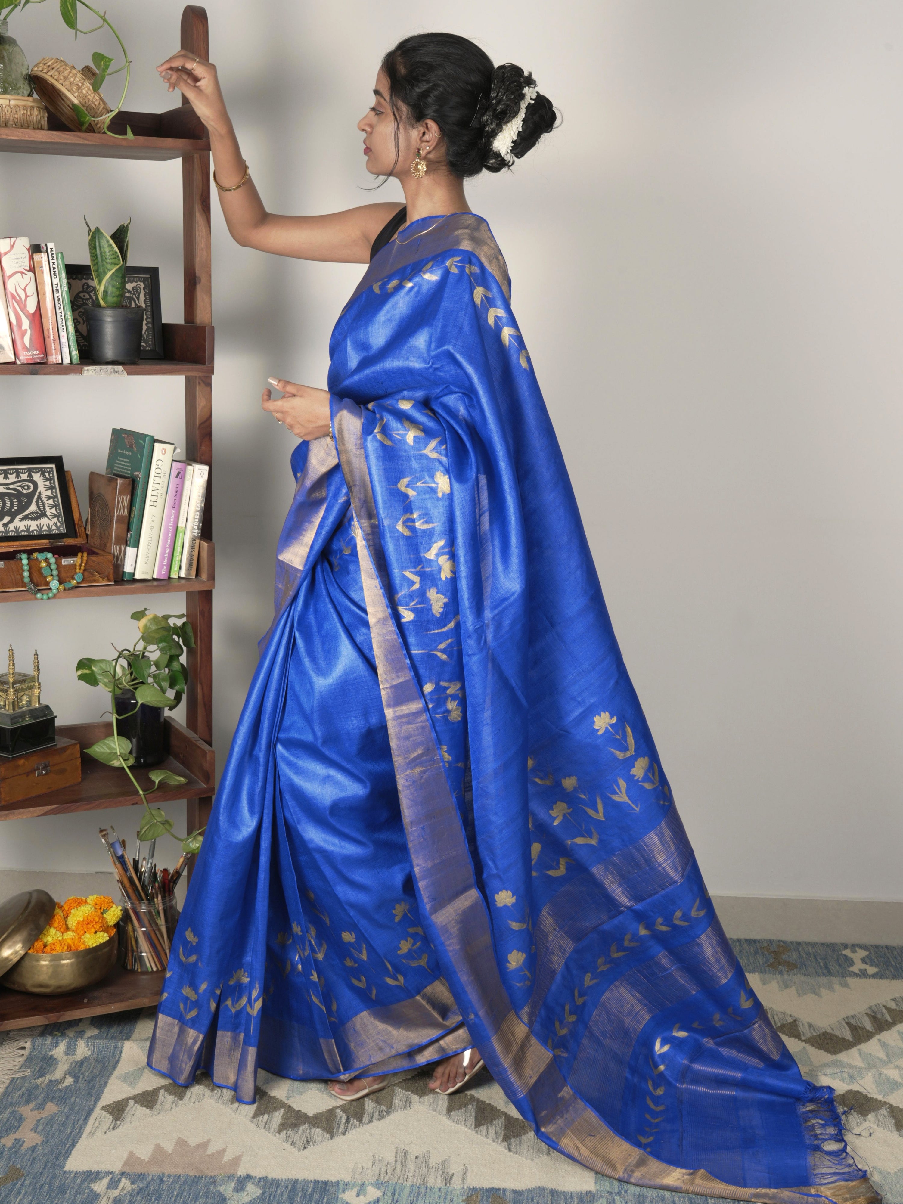 Neelam Painted Tussar Saree