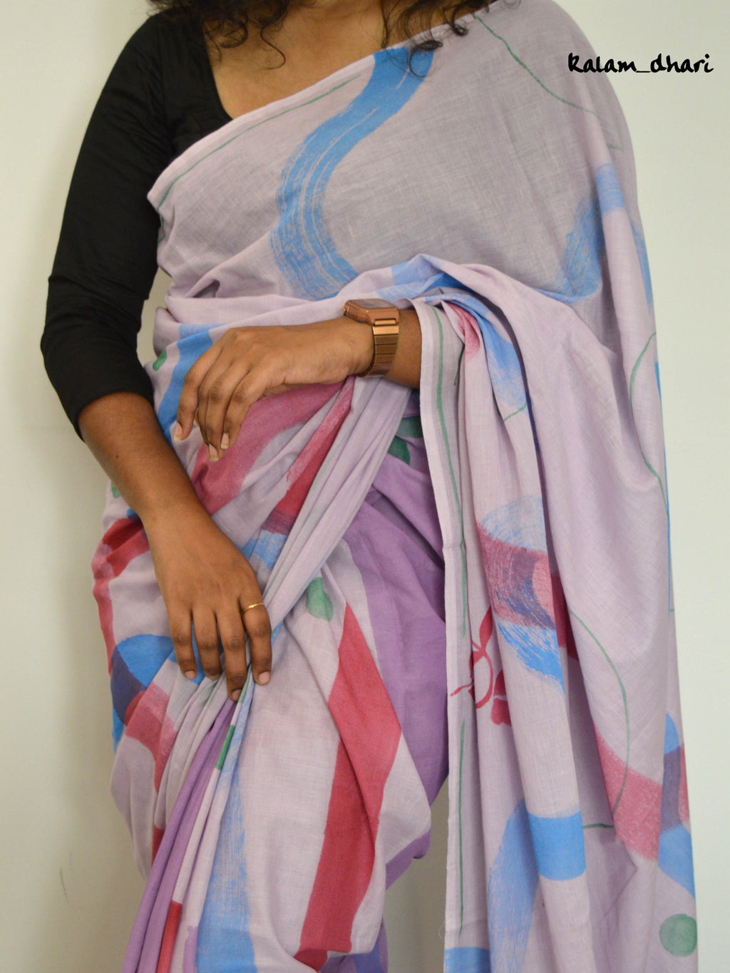 Abstract Painted Mul Cotton Saree