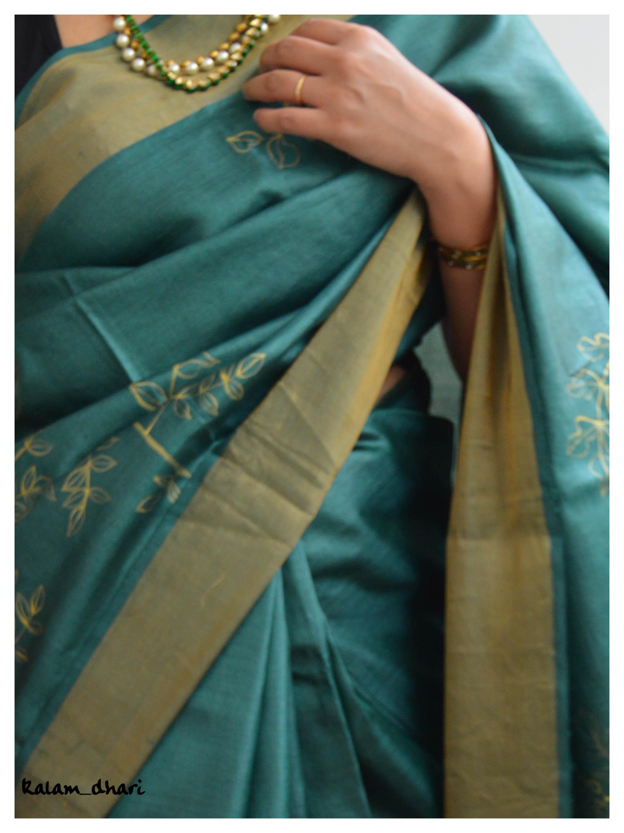 Panna Painted Kosa Silk Saree