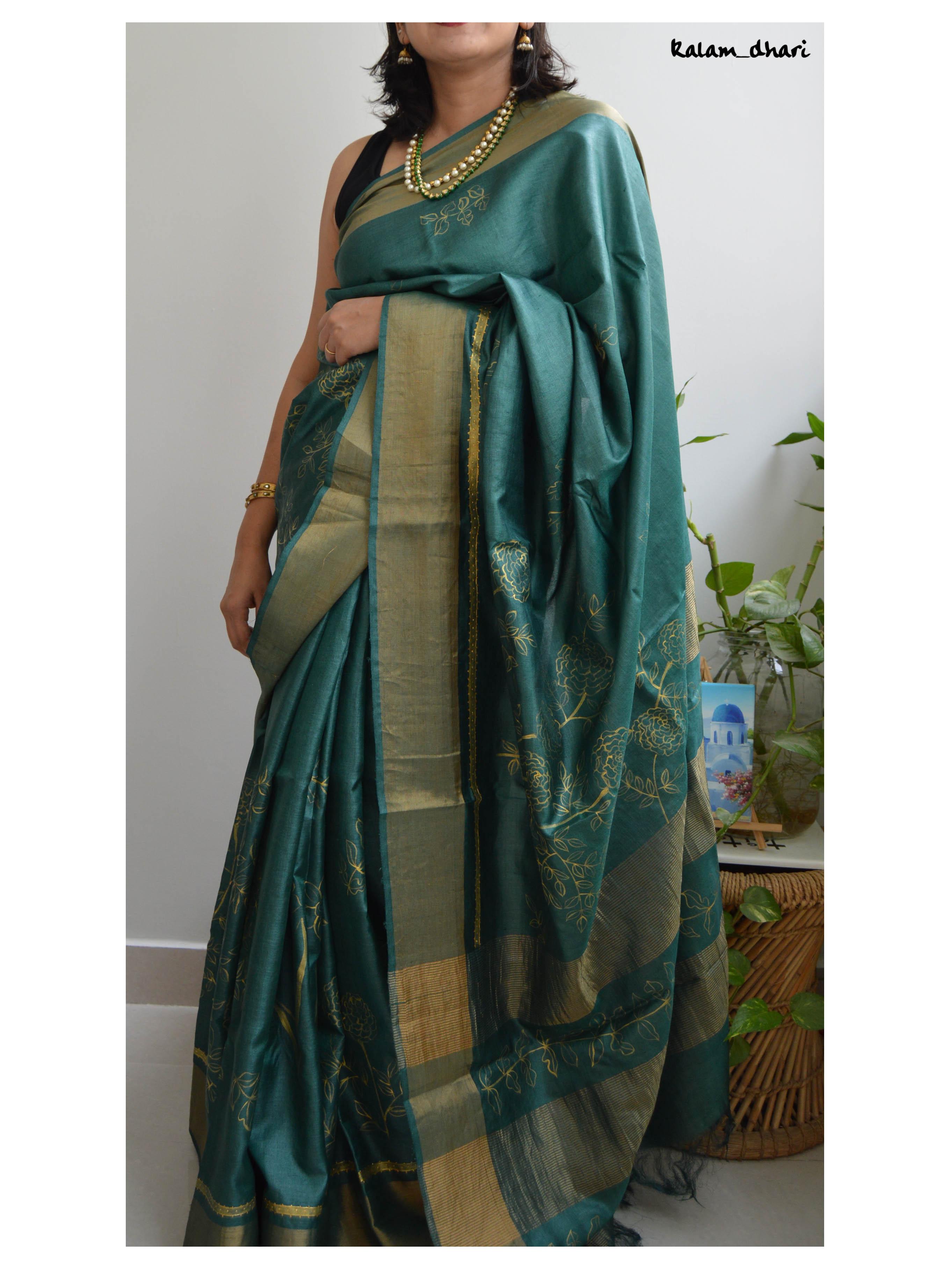 Panna Painted Kosa Silk Saree