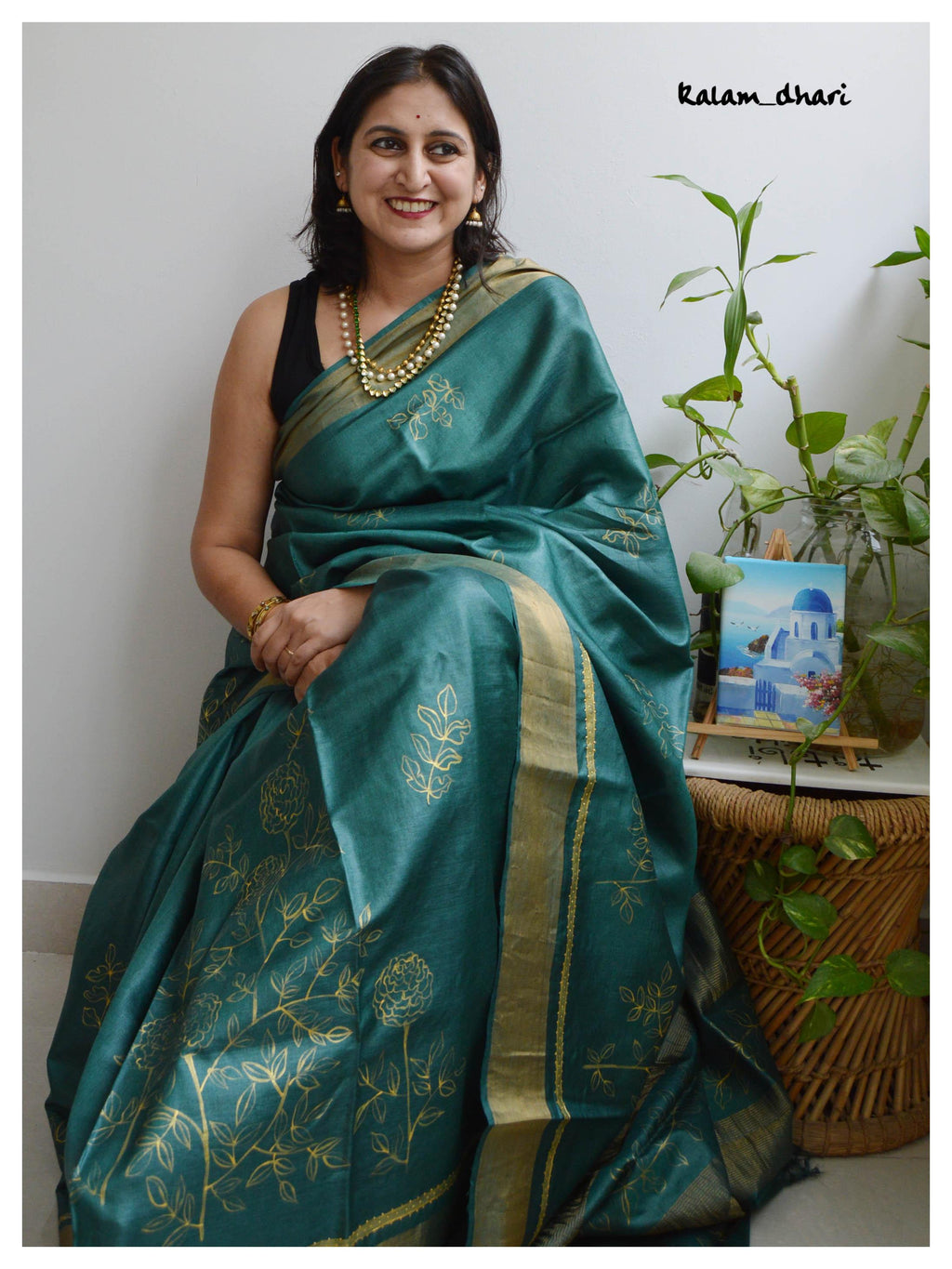 Panna Painted Kosa Silk Saree