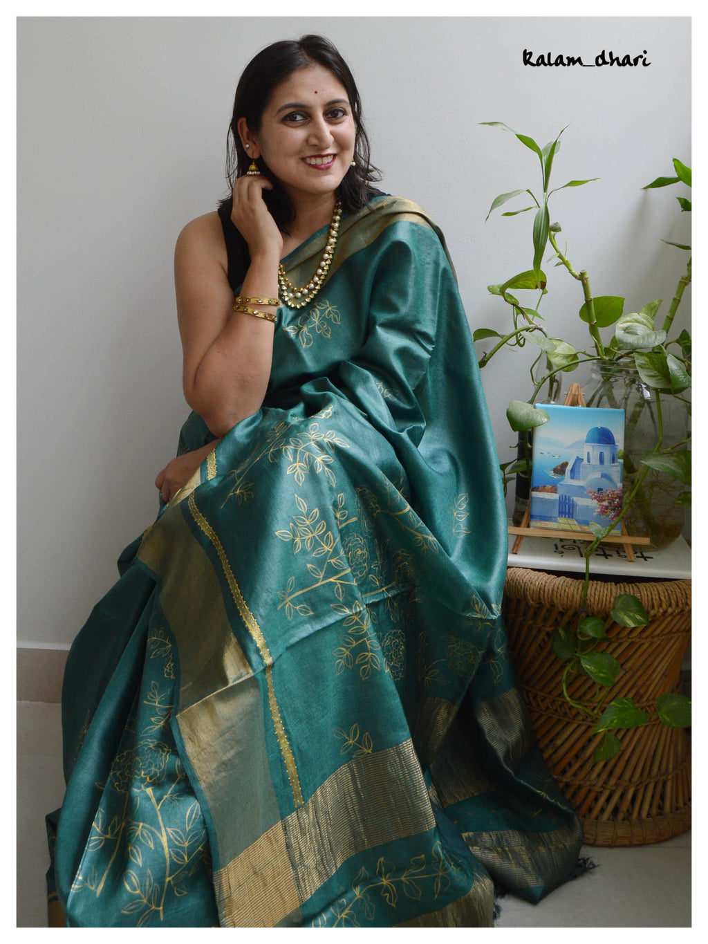 Panna Painted Kosa Silk Saree