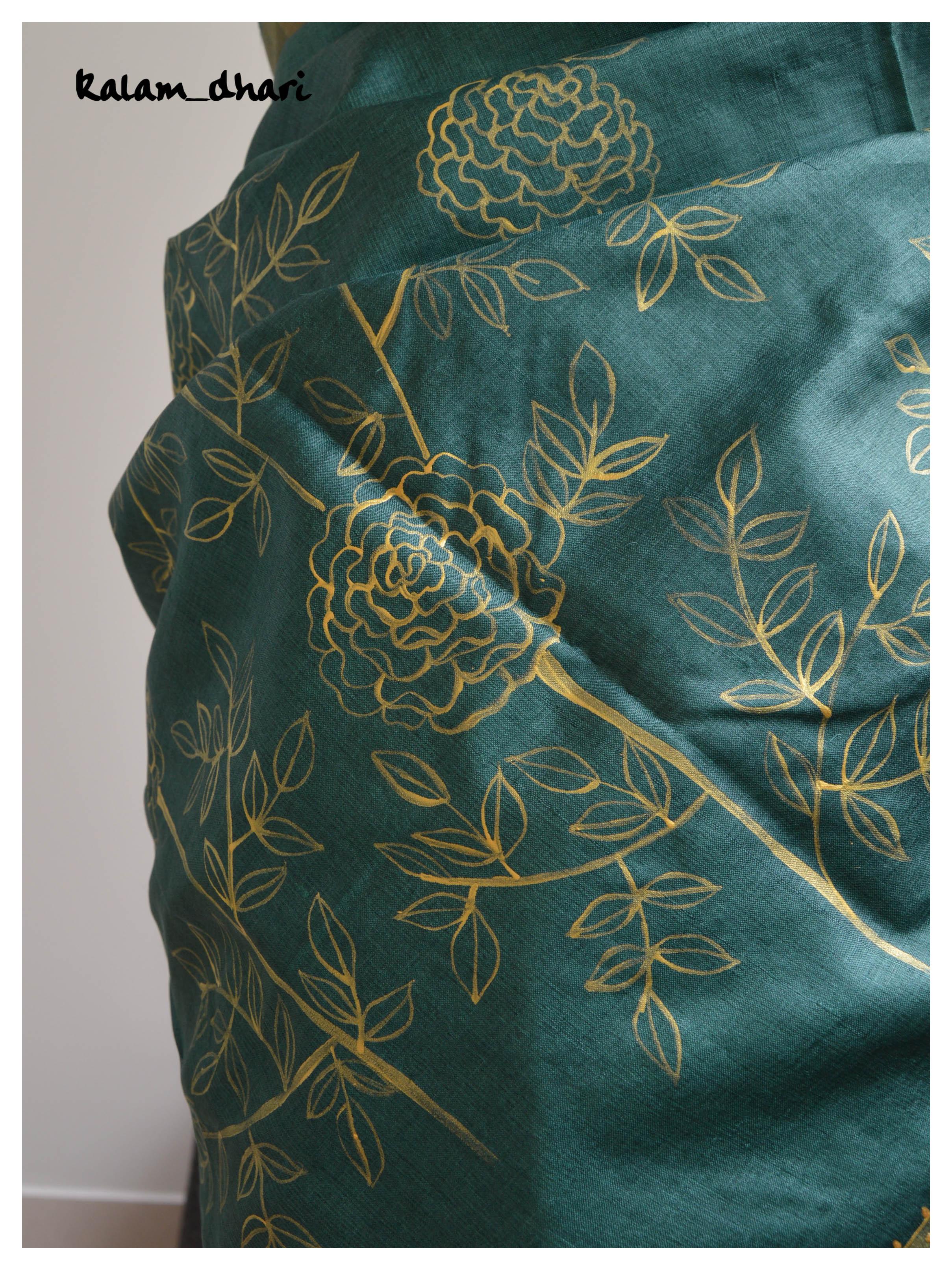 Panna Painted Kosa Silk Saree