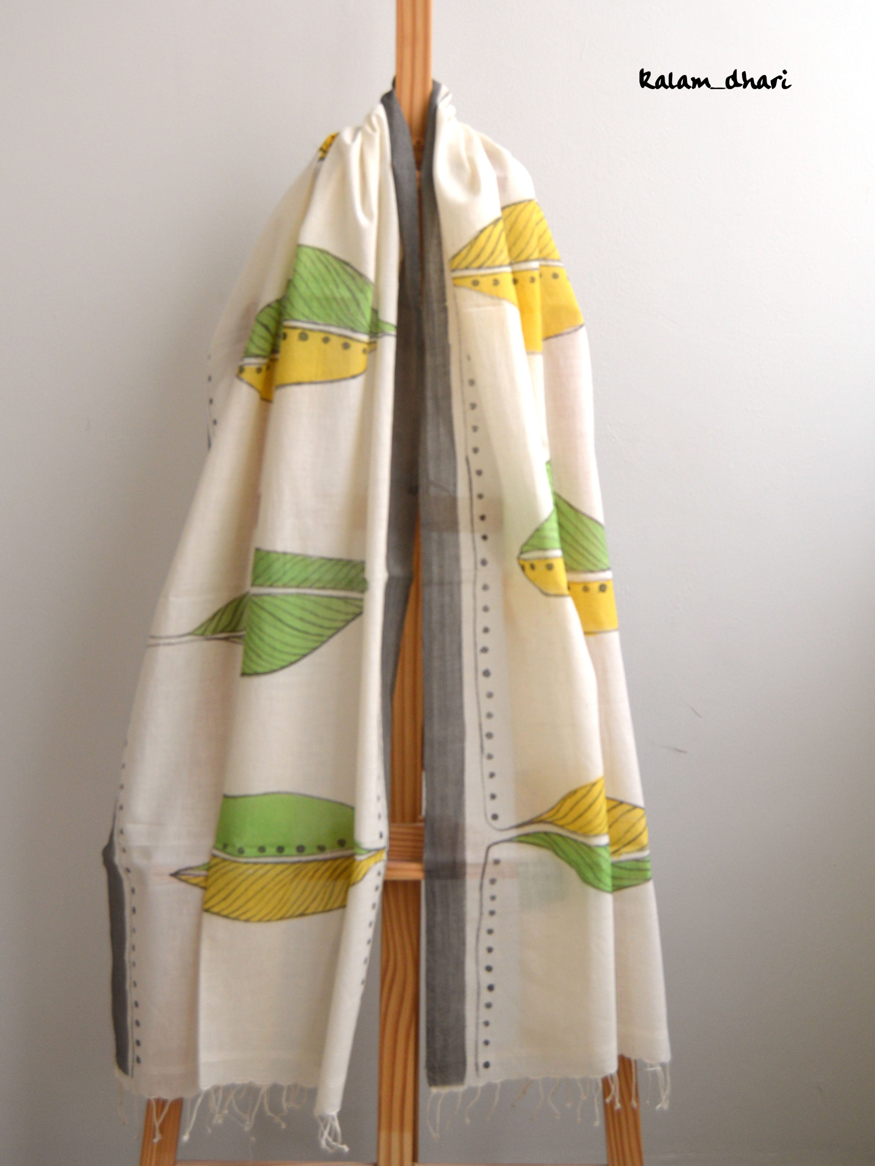 Leafy Muslin Cotton Painted Stole