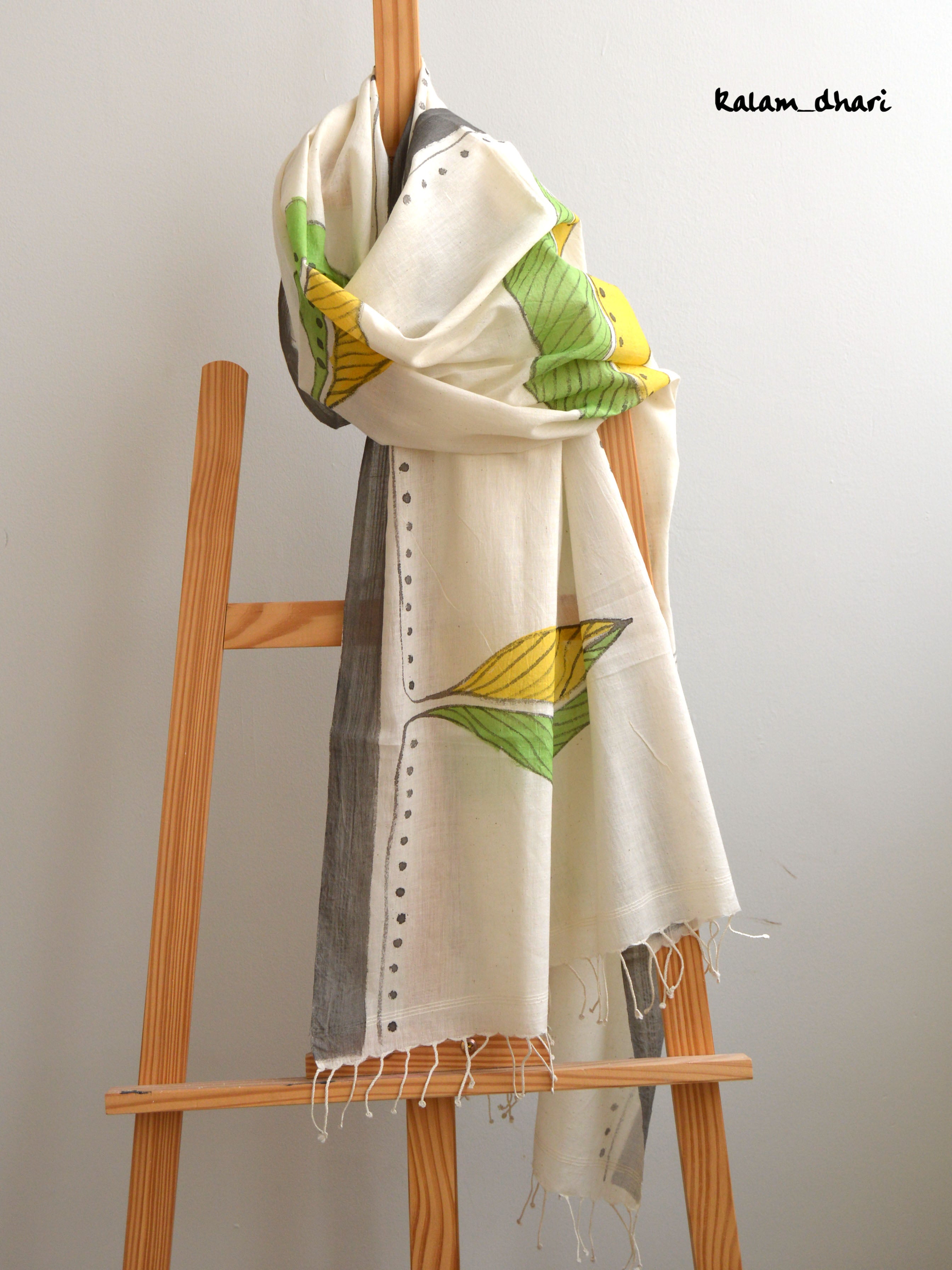 Leafy Muslin Cotton Painted Stole