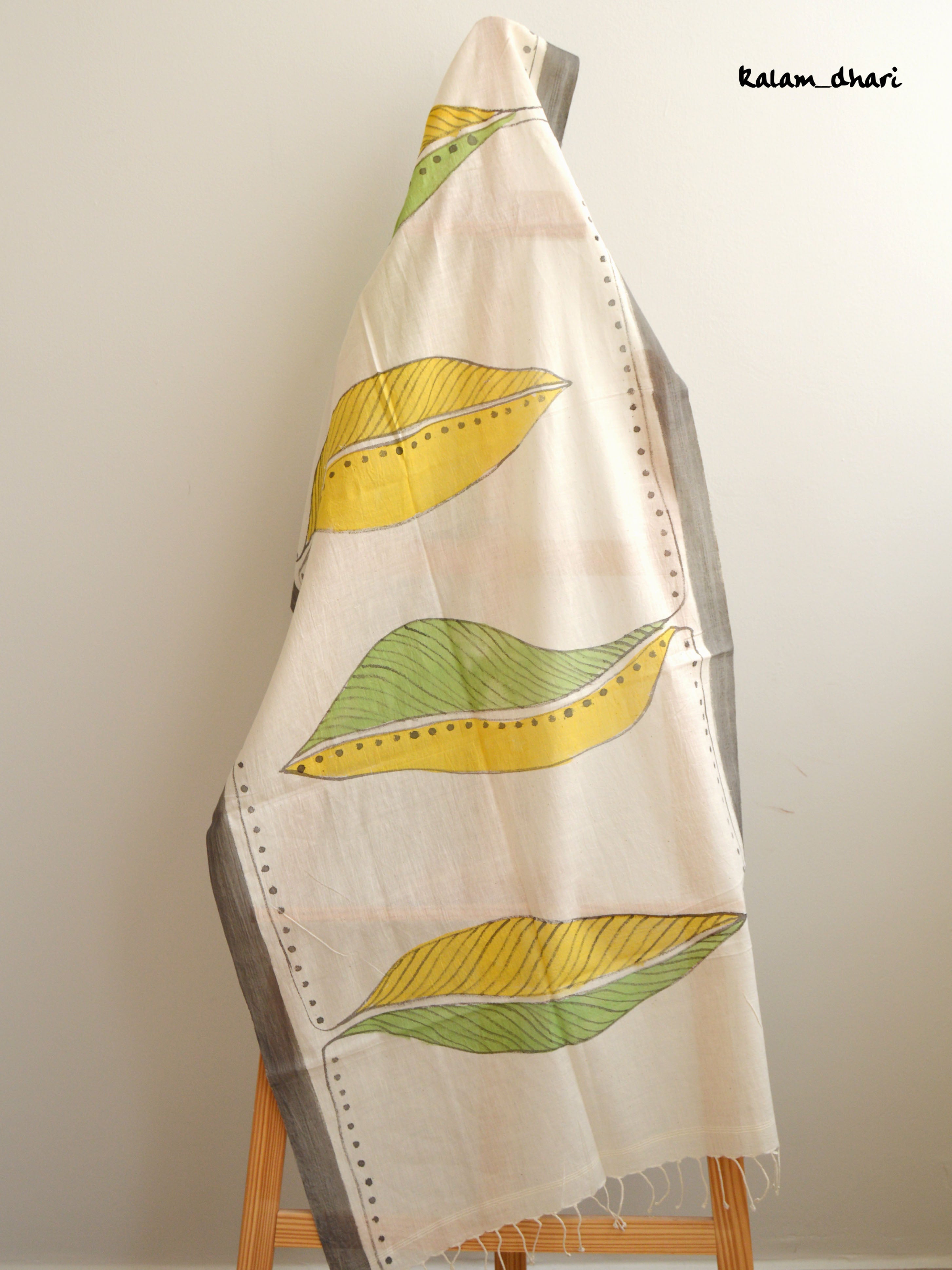 Leafy Muslin Cotton Painted Stole