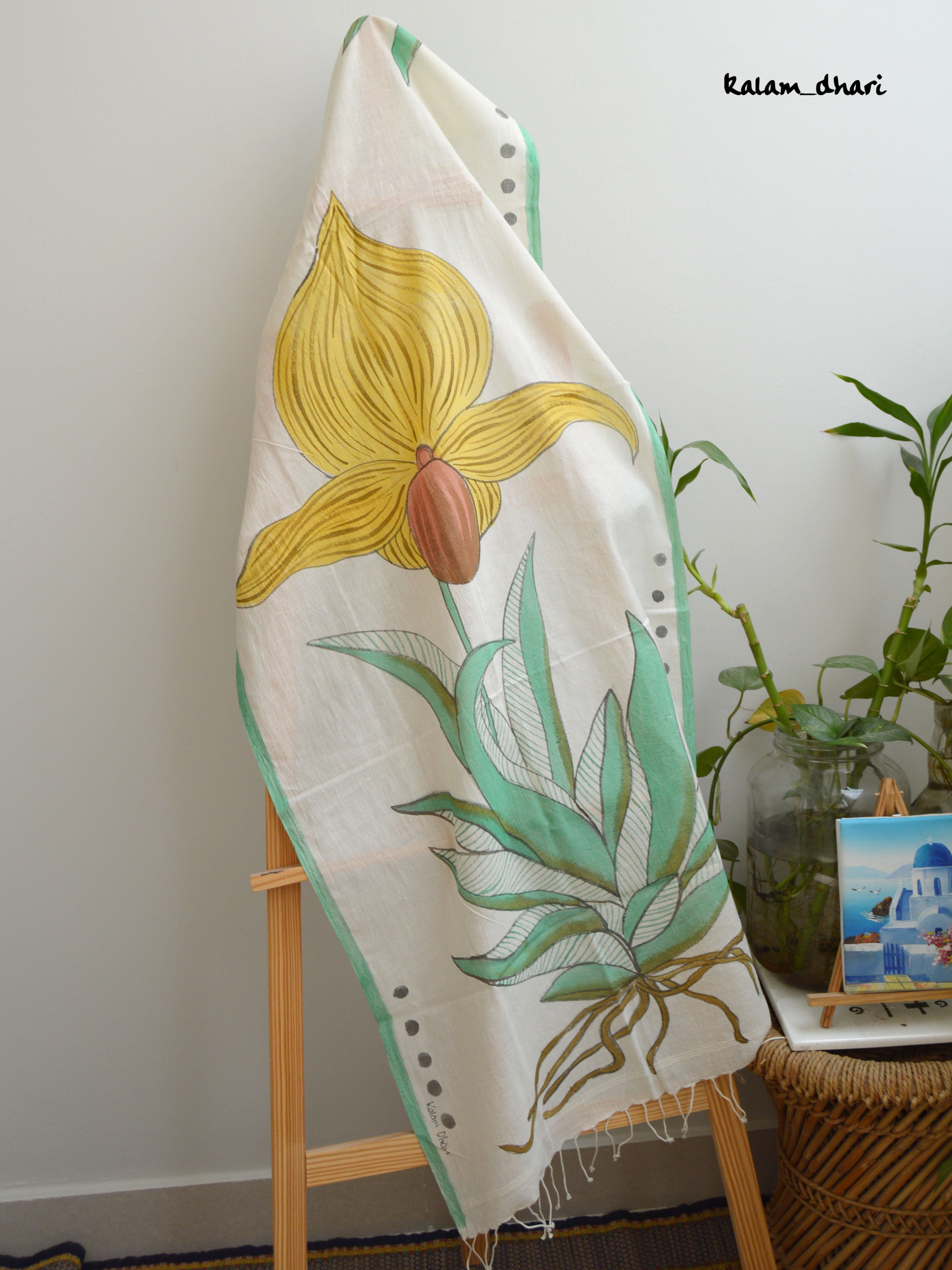 Orchids Muslin Cotton Painted Stole