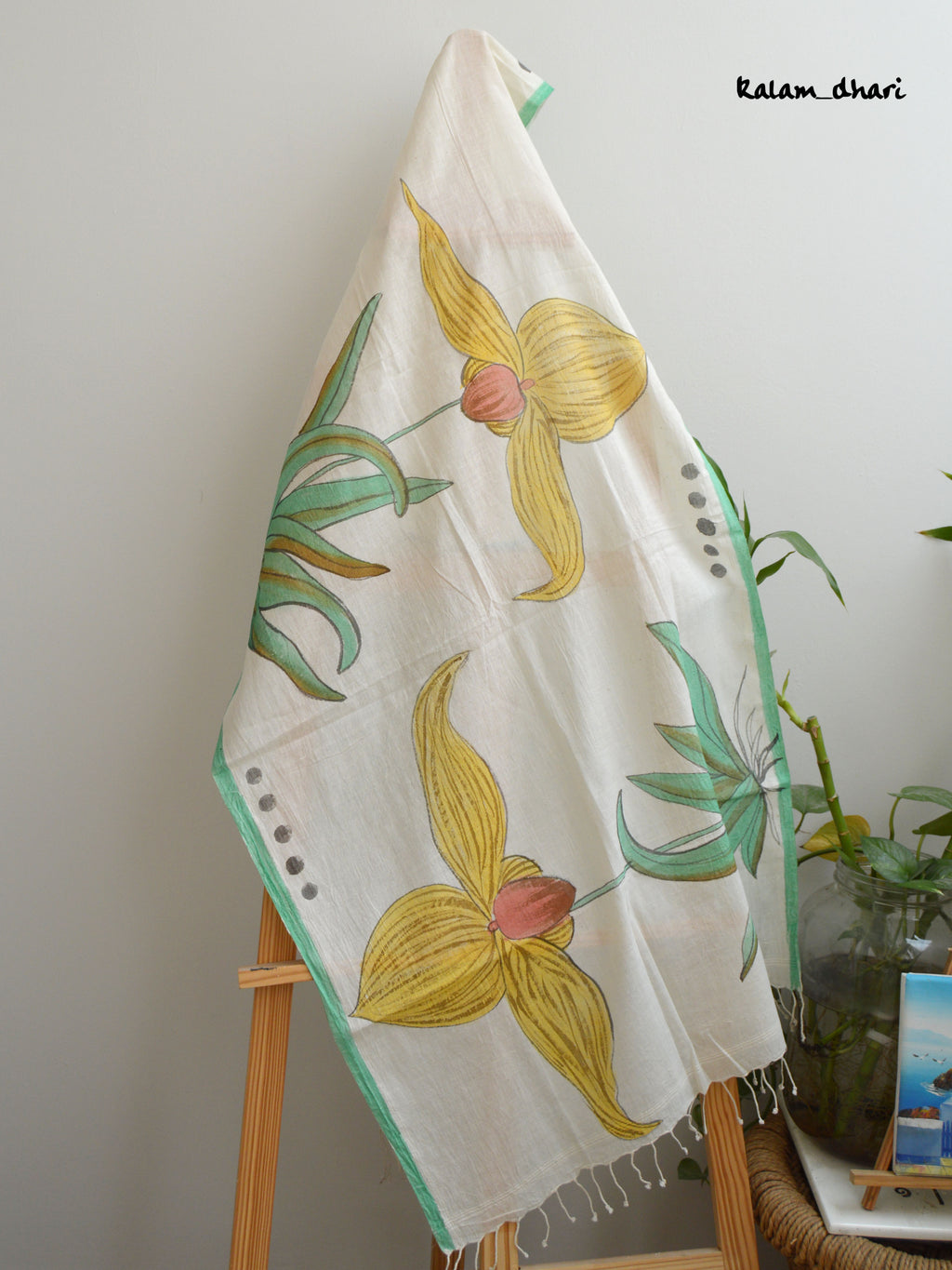 Orchids Muslin Cotton Painted Stole