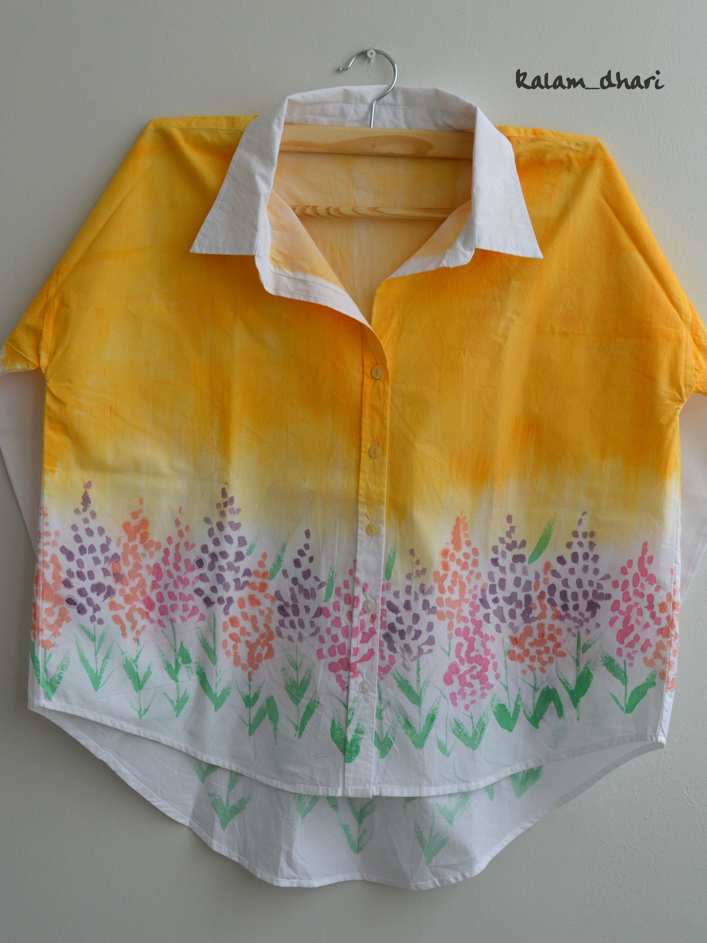 Spring Flowers Painted Oversized Shirt