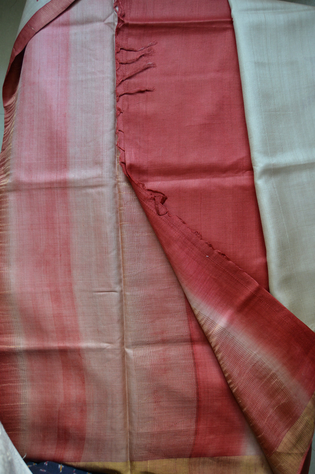 Origami Red Kosa Saree
