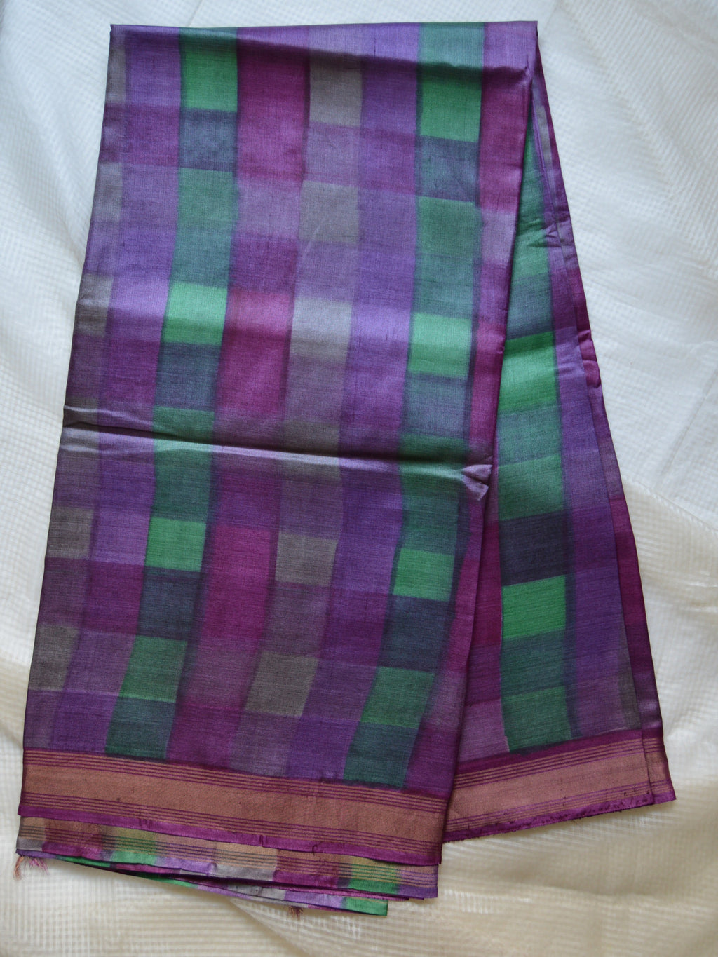 Plaid Kosa Silk Saree