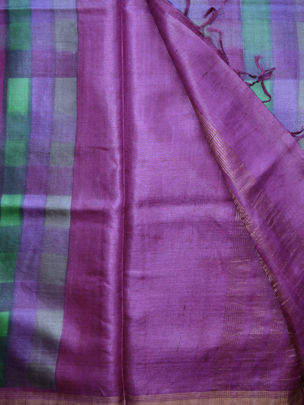 Plaid Kosa Silk Saree