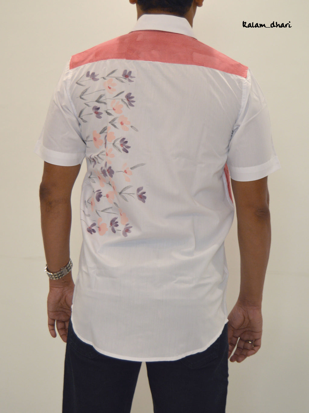 Phool Red Painted Half Shirt