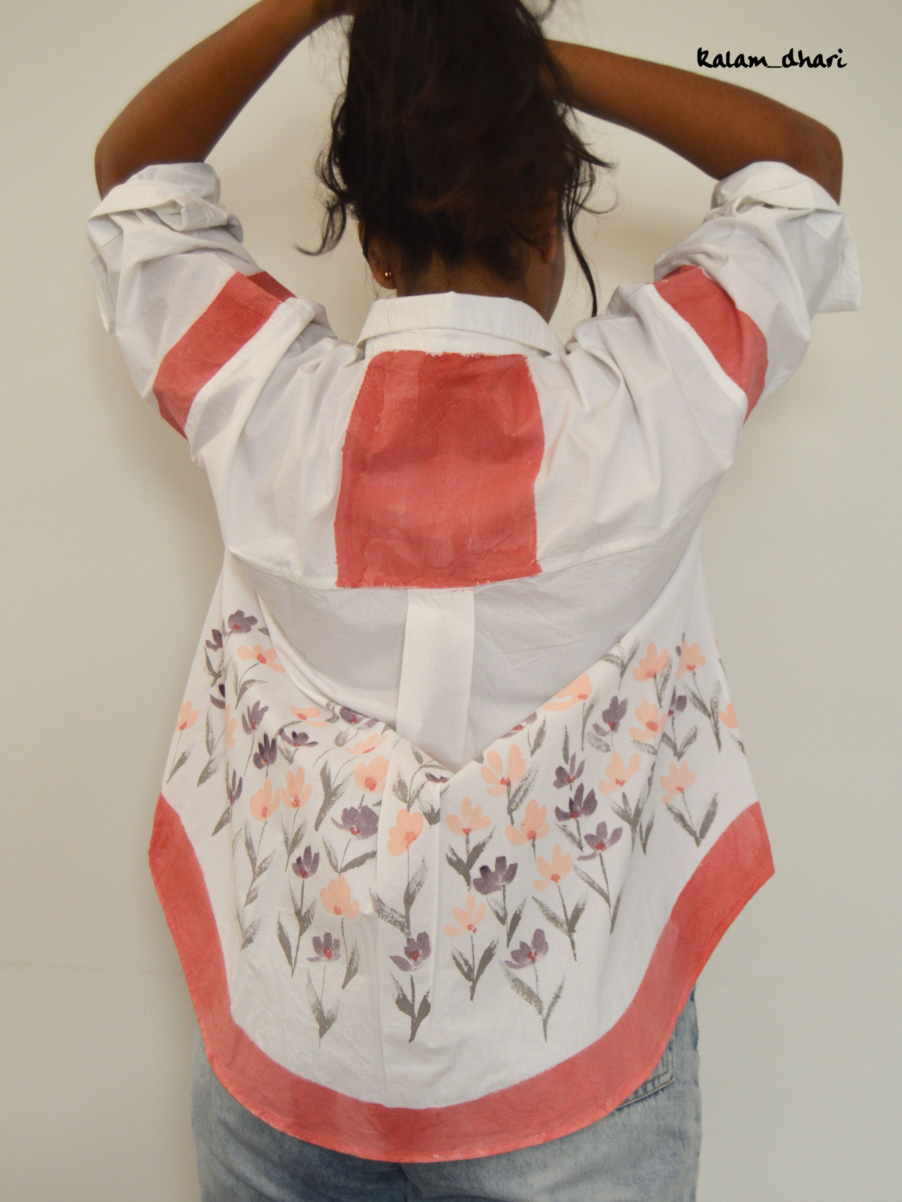 Phool Red Painted Oversized Shirt