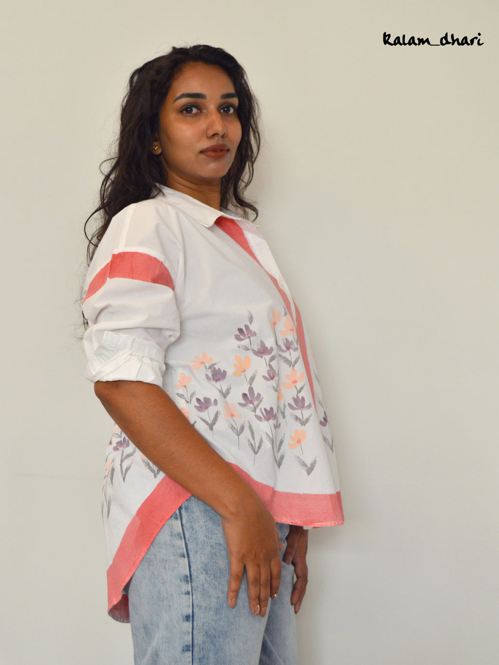 Phool Red Painted Oversized Shirt