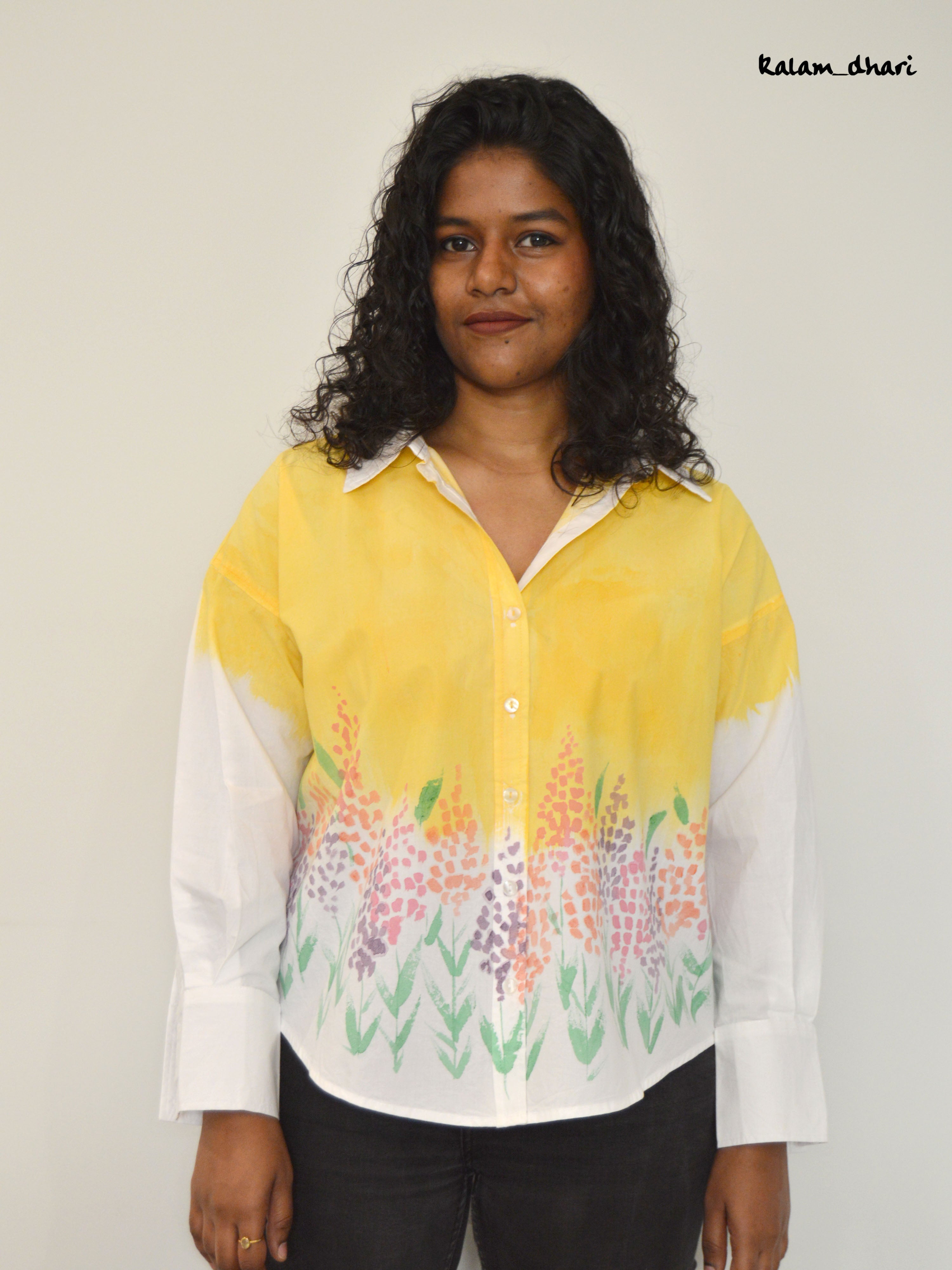 Spring Flowers Painted Oversized Shirt