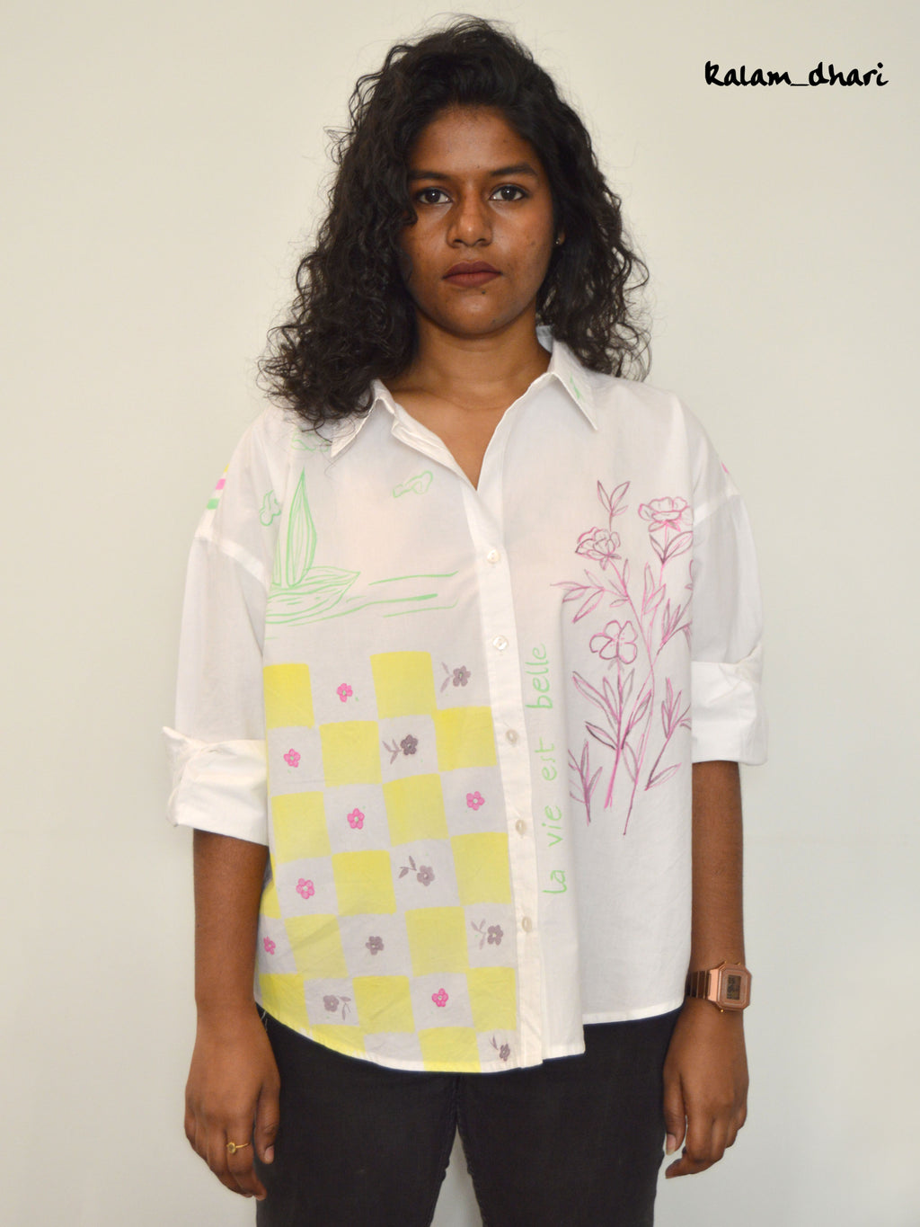 La Vie Est Belle Painted Oversized Shirt