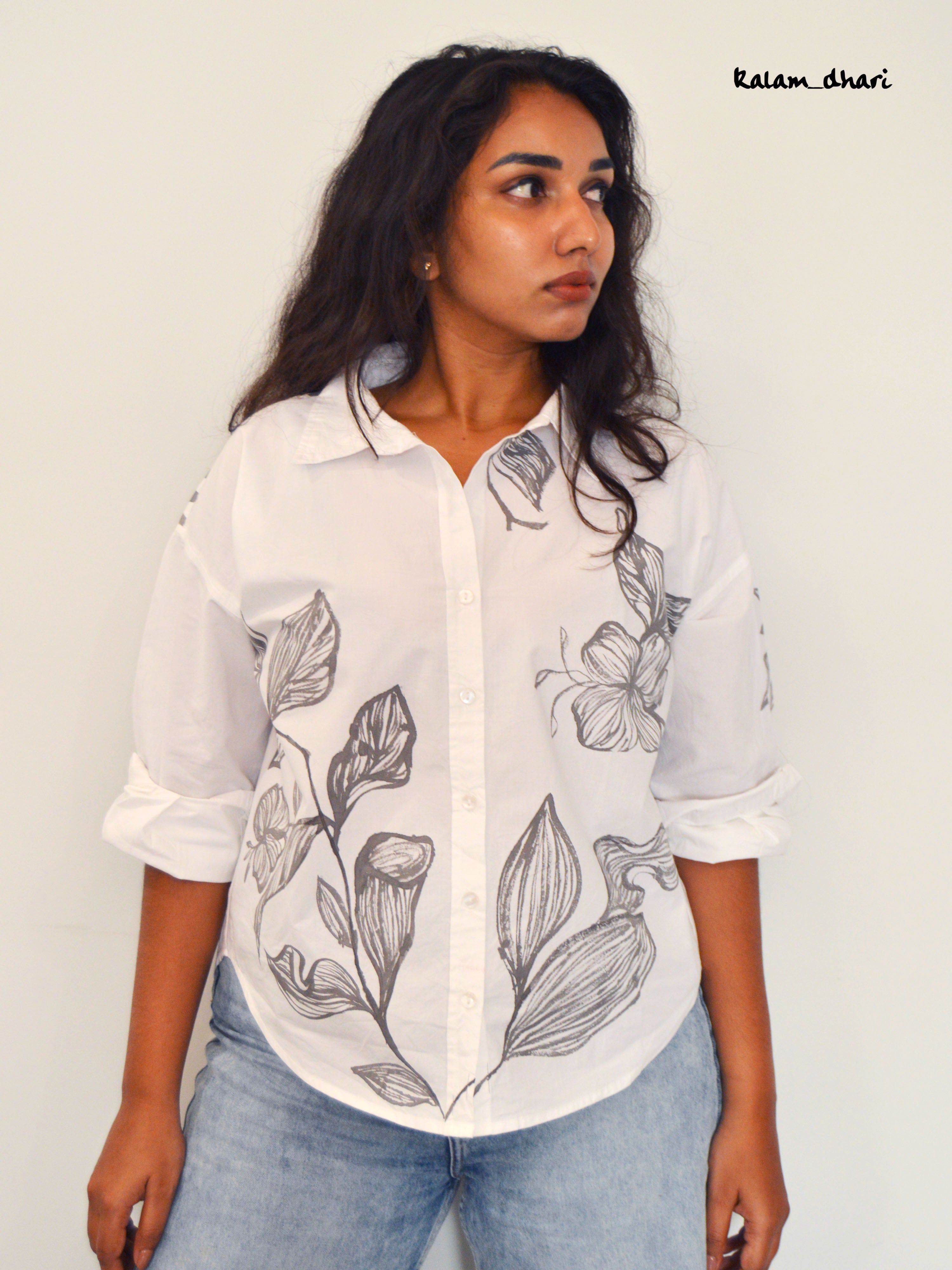 Wilted Florals Painted Oversized Shirt