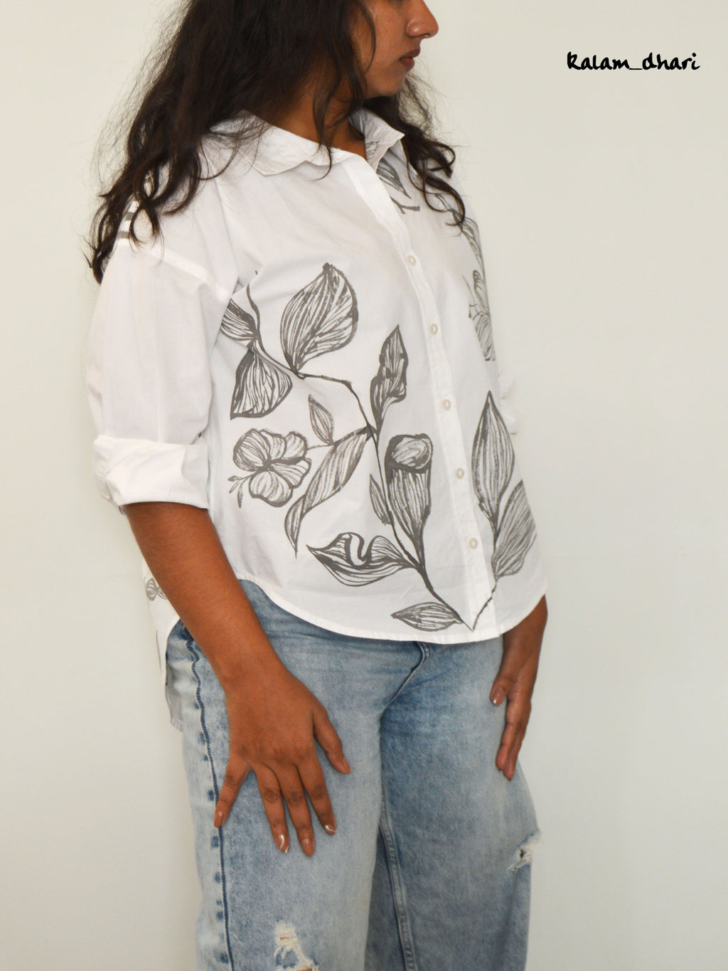 Wilted Florals Painted Oversized Shirt