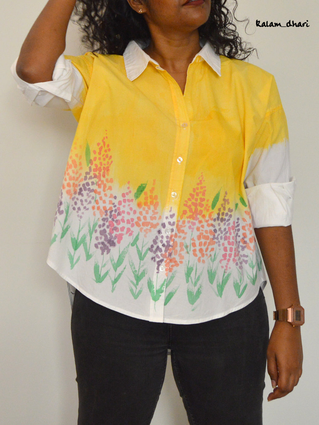 Spring Flowers Painted Oversized Shirt