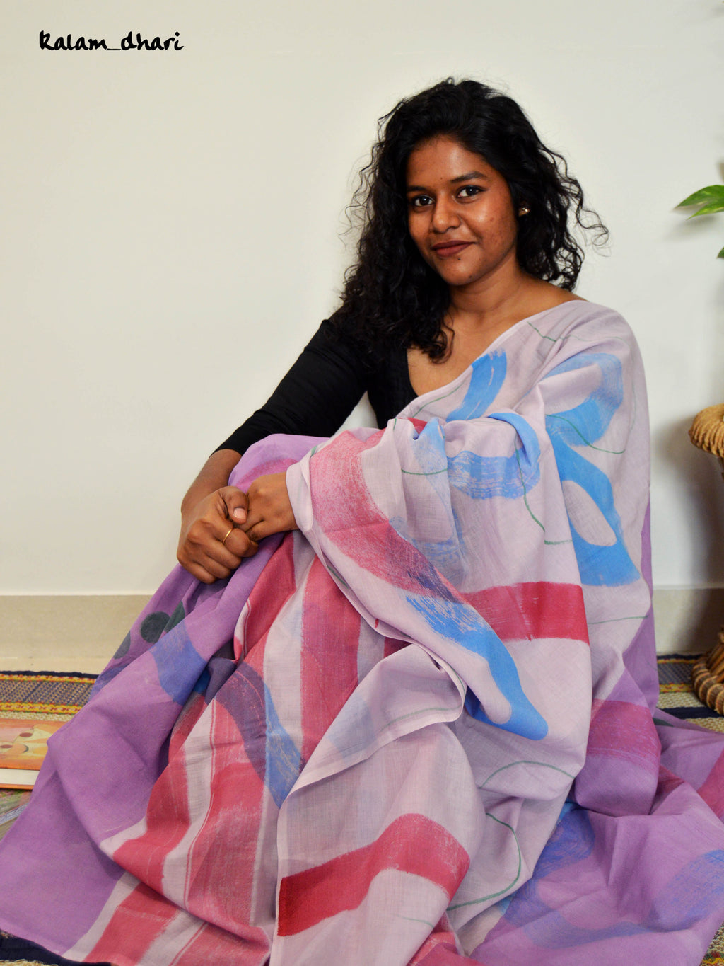 Abstract Painted Mul Cotton Saree