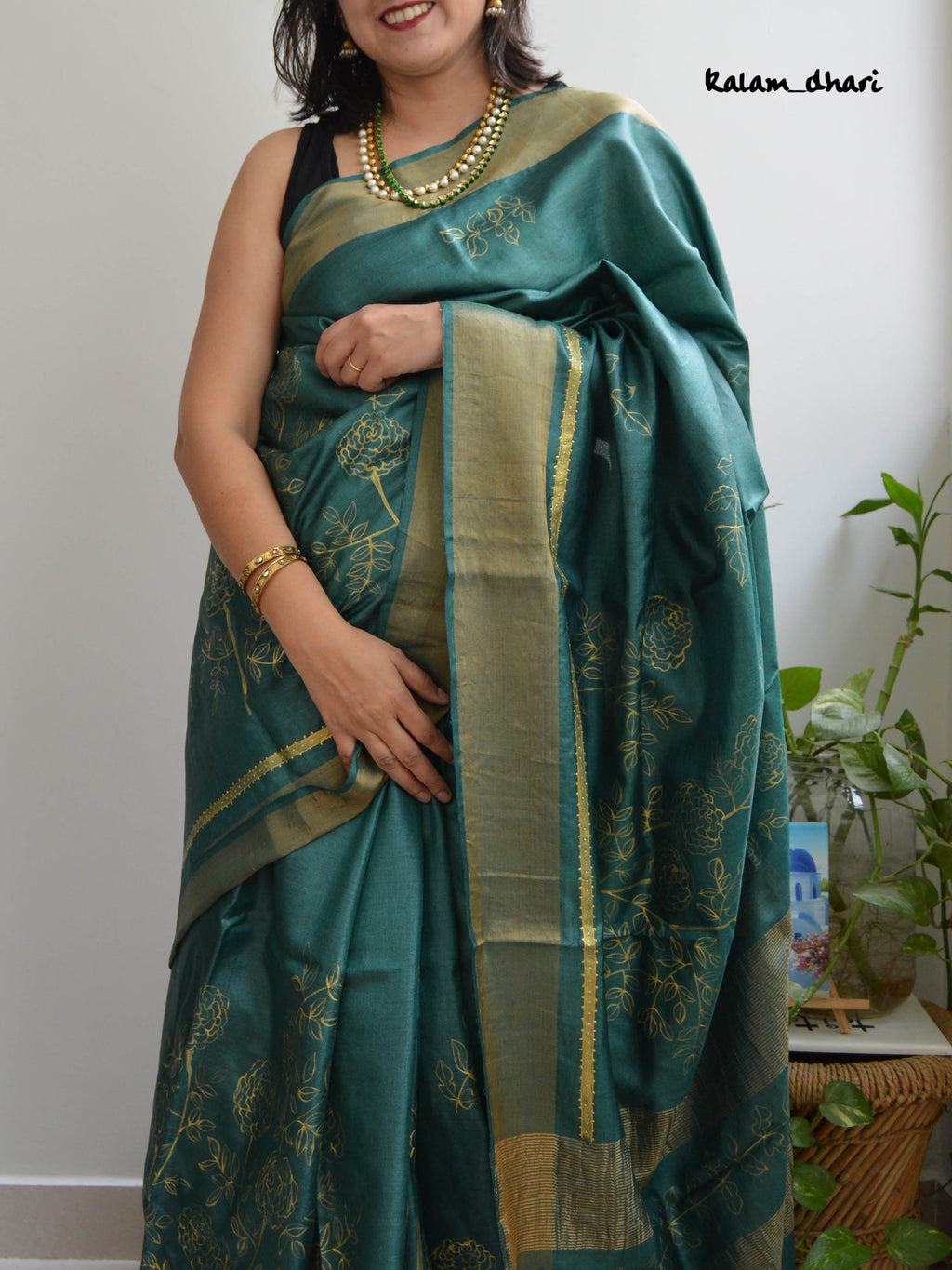 Panna Painted Kosa Silk Saree