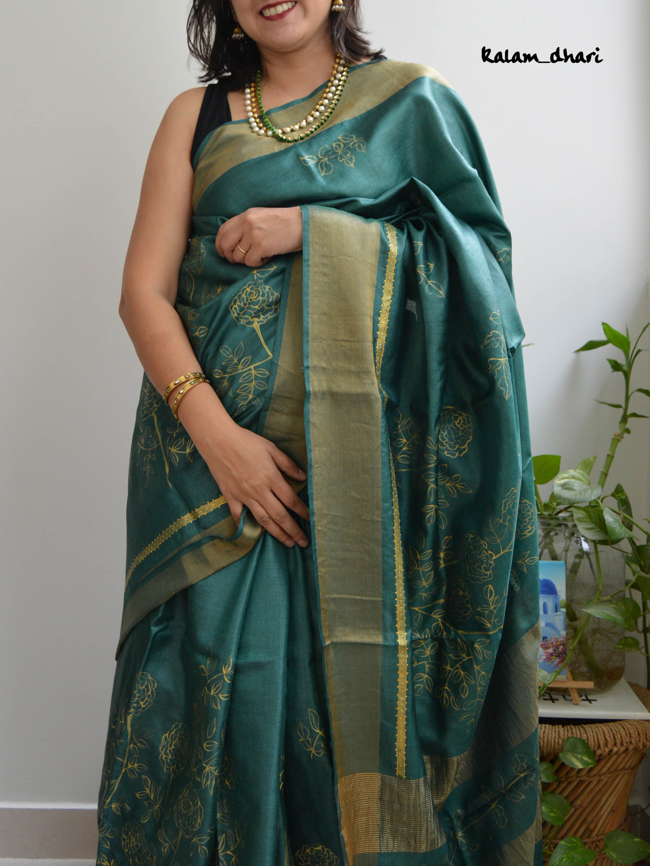 Panna Painted Kosa Silk Saree