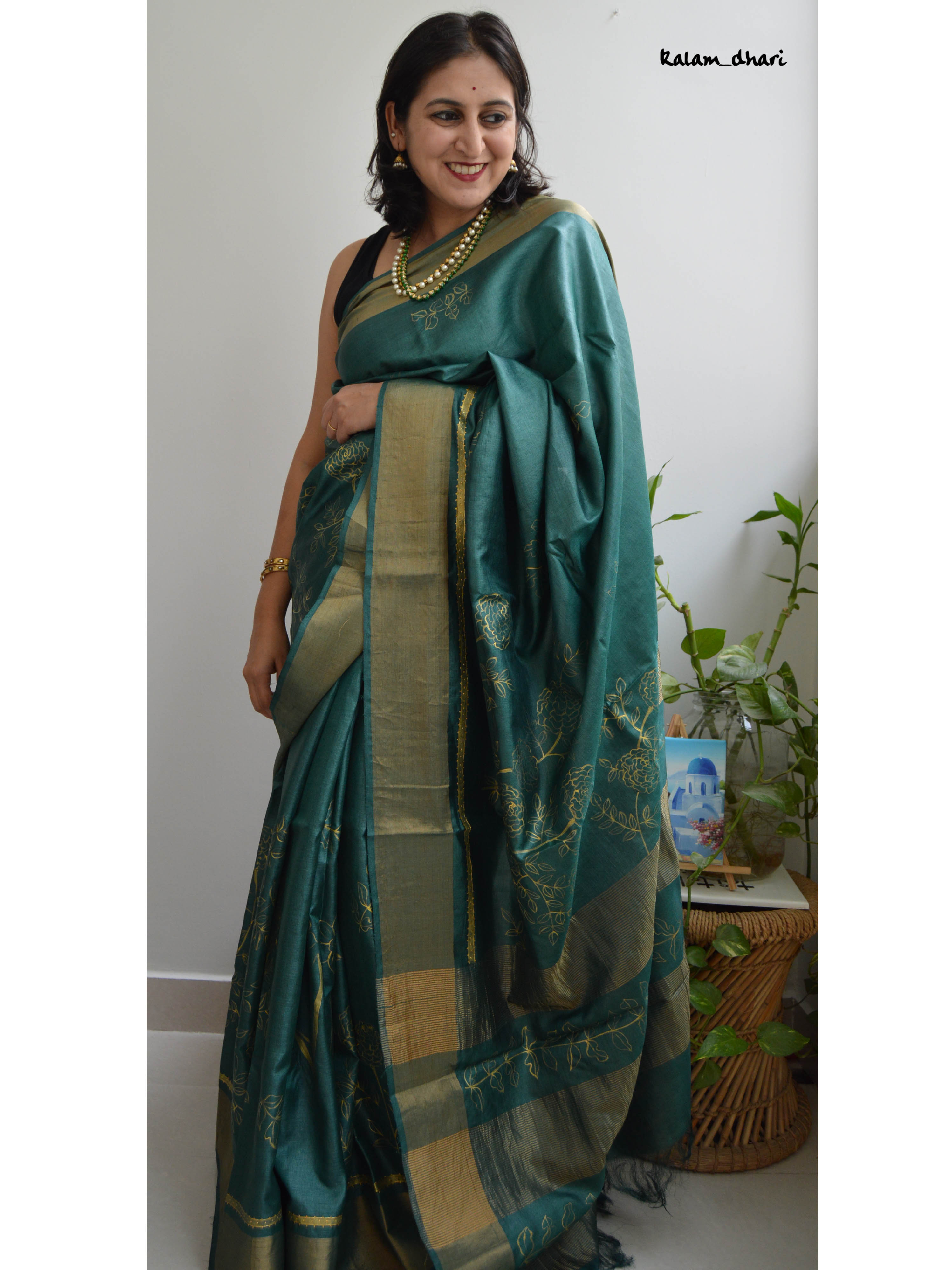 Panna Painted Kosa Silk Saree