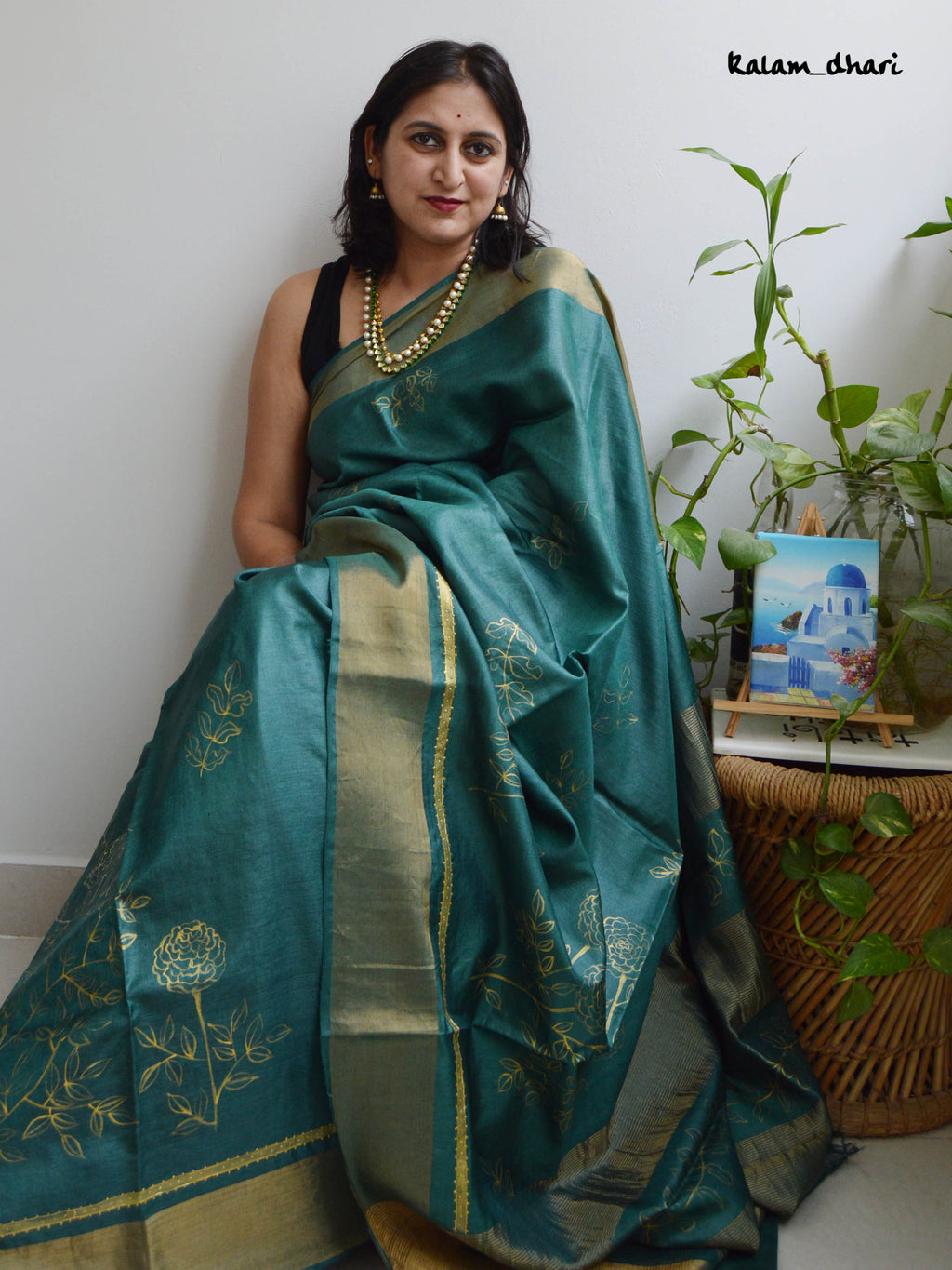 Panna Painted Kosa Silk Saree