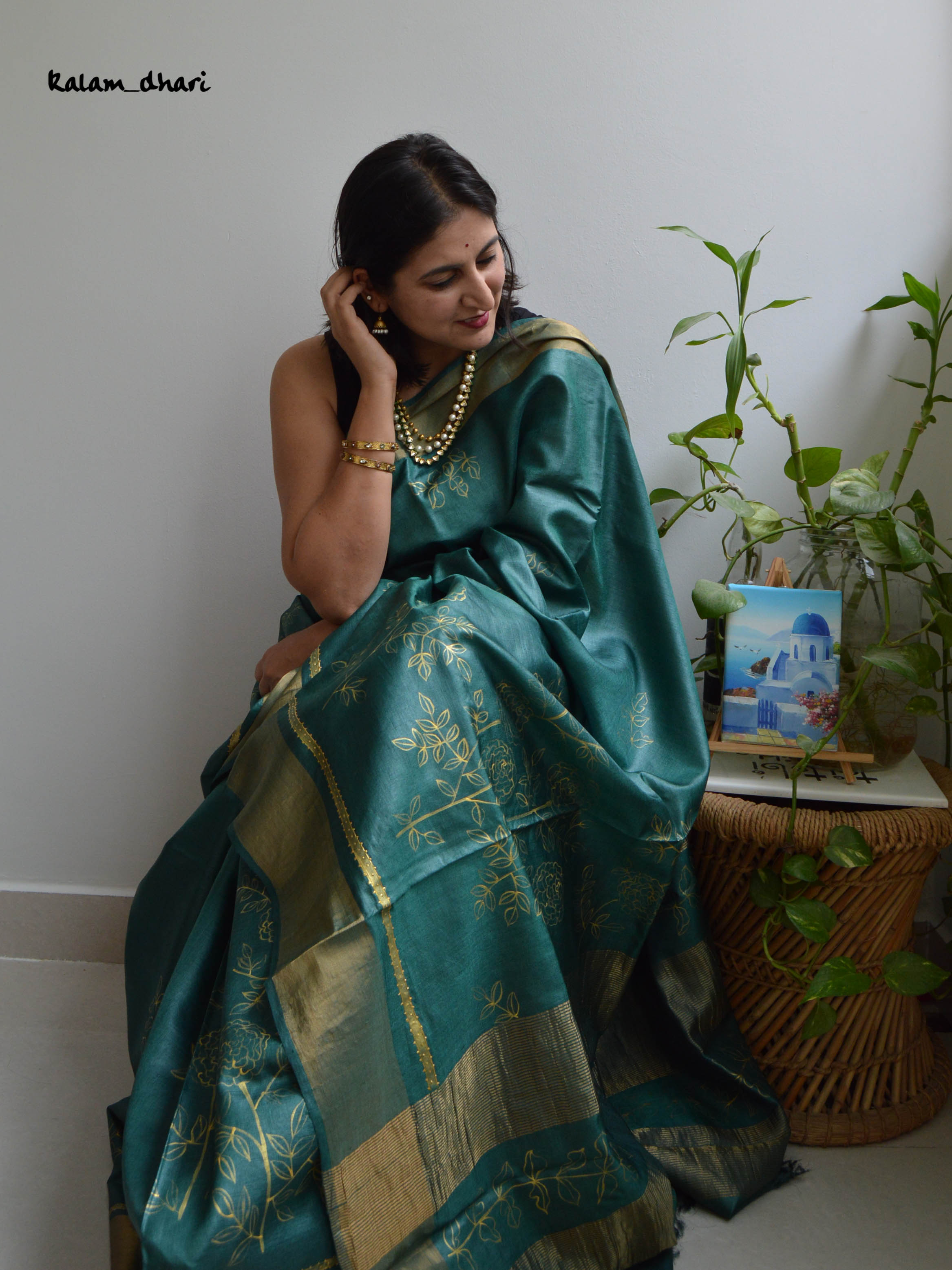Panna Painted Kosa Silk Saree