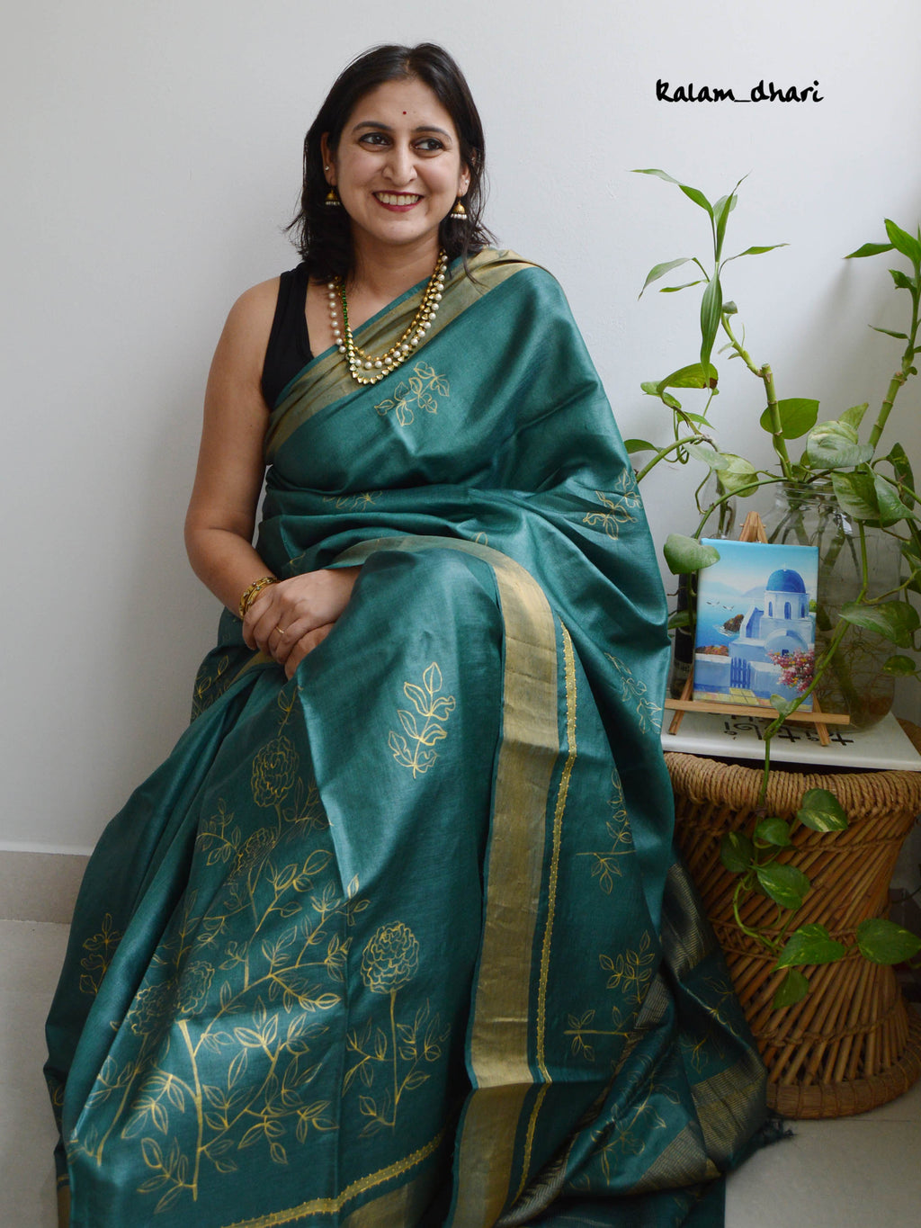 Panna Painted Kosa Silk Saree