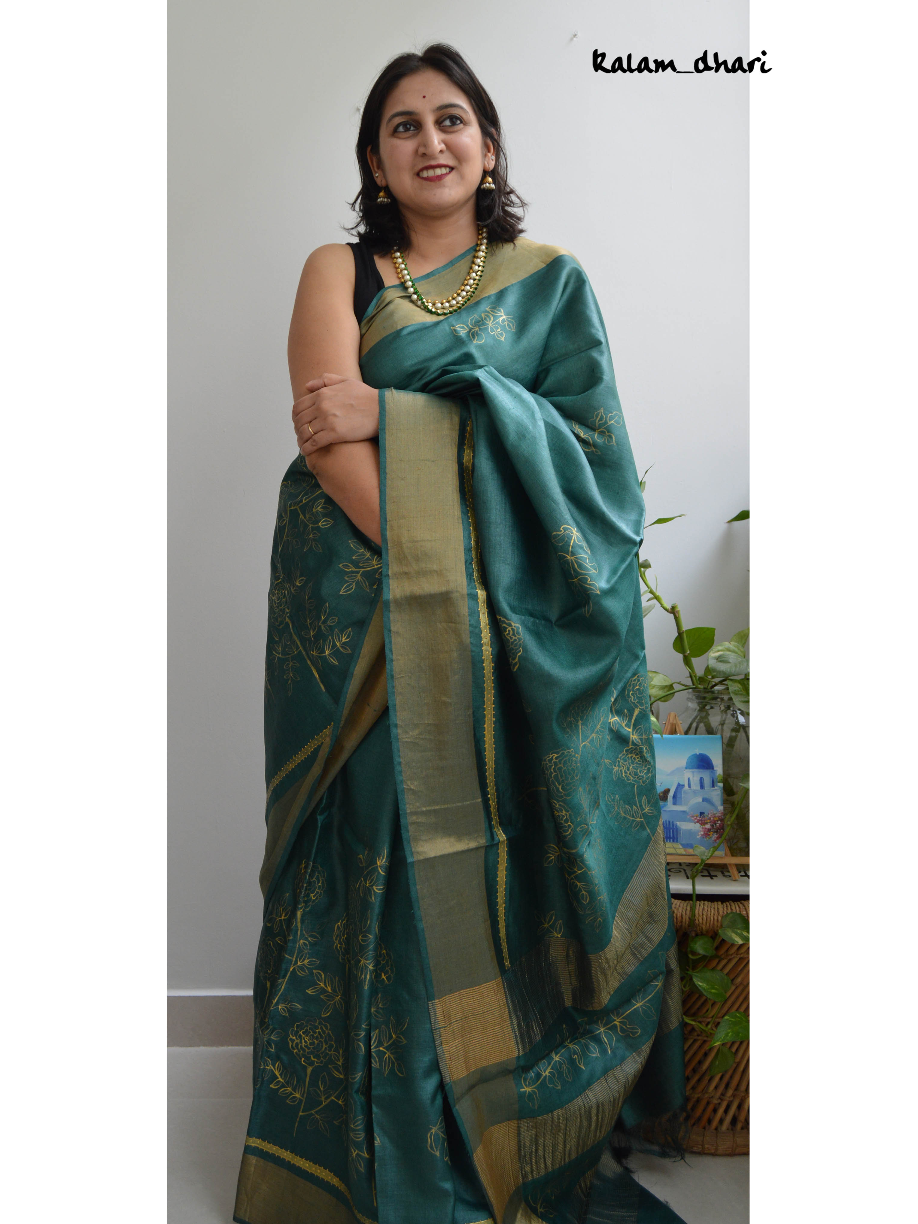 Panna Painted Kosa Silk Saree