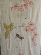 Purple Orchids Muslin Cotton Painted Stole