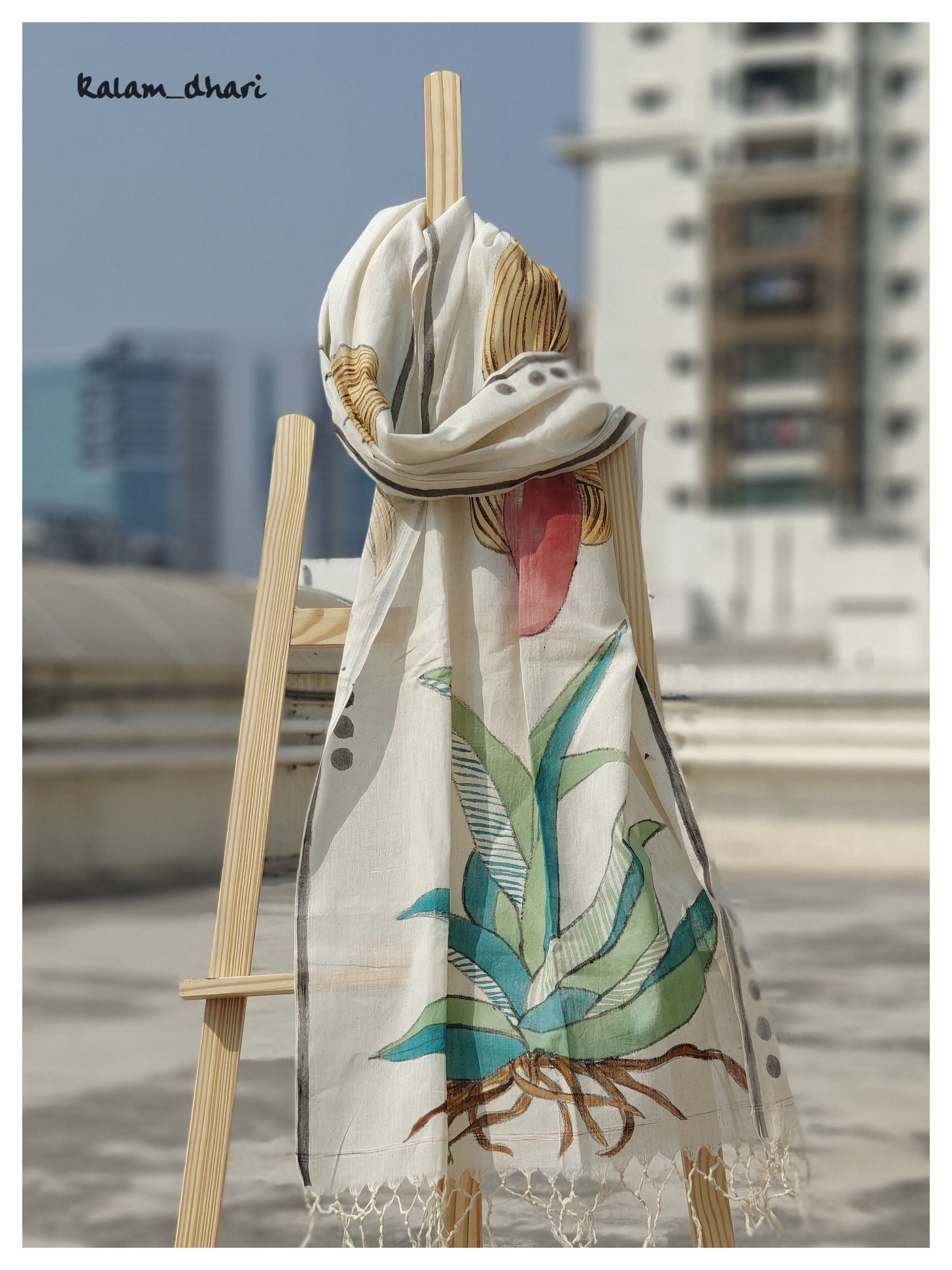 Orchids Muslin Cotton Painted Stole