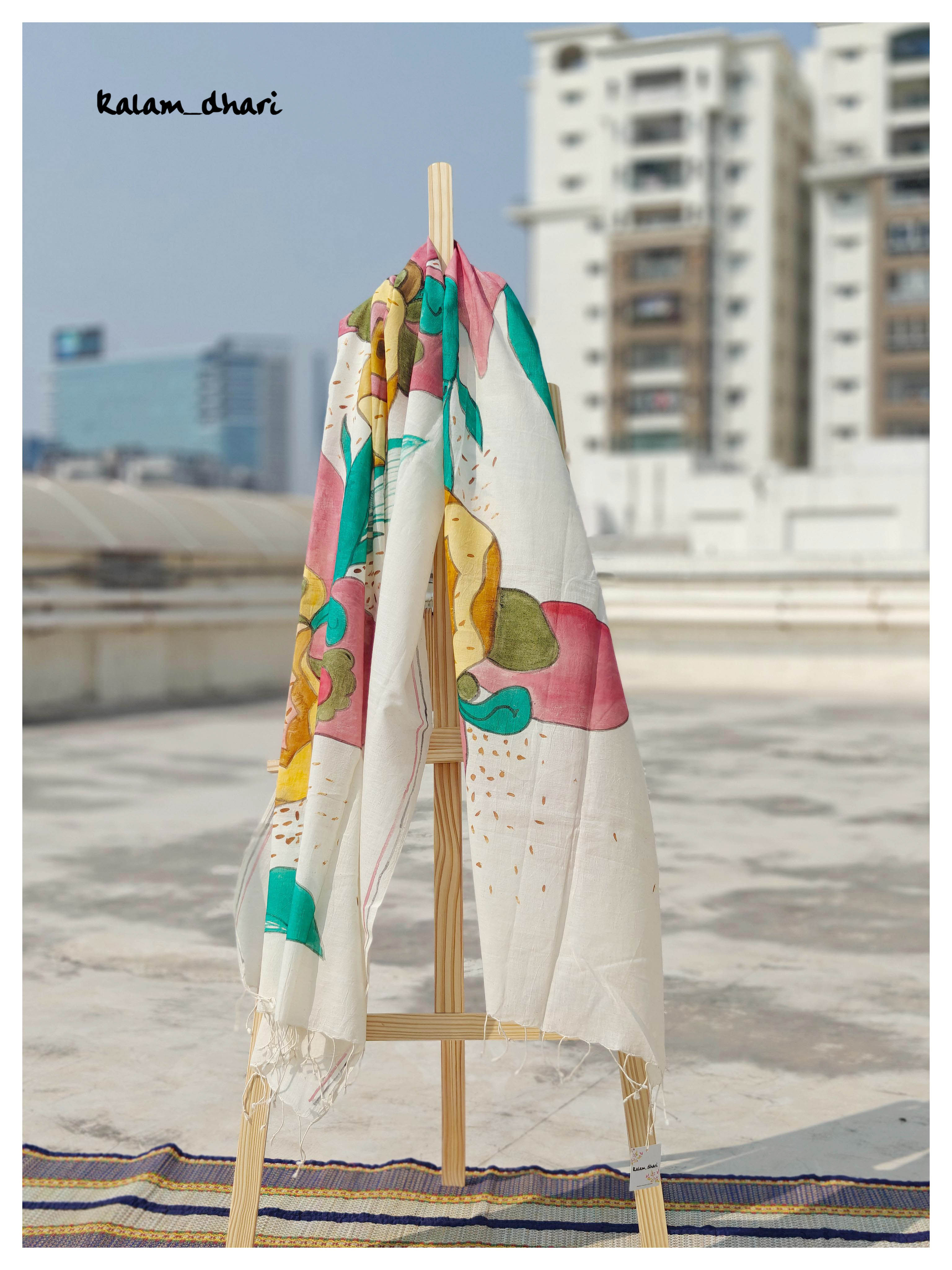 Orchids Muslin Cotton Painted Dupatta