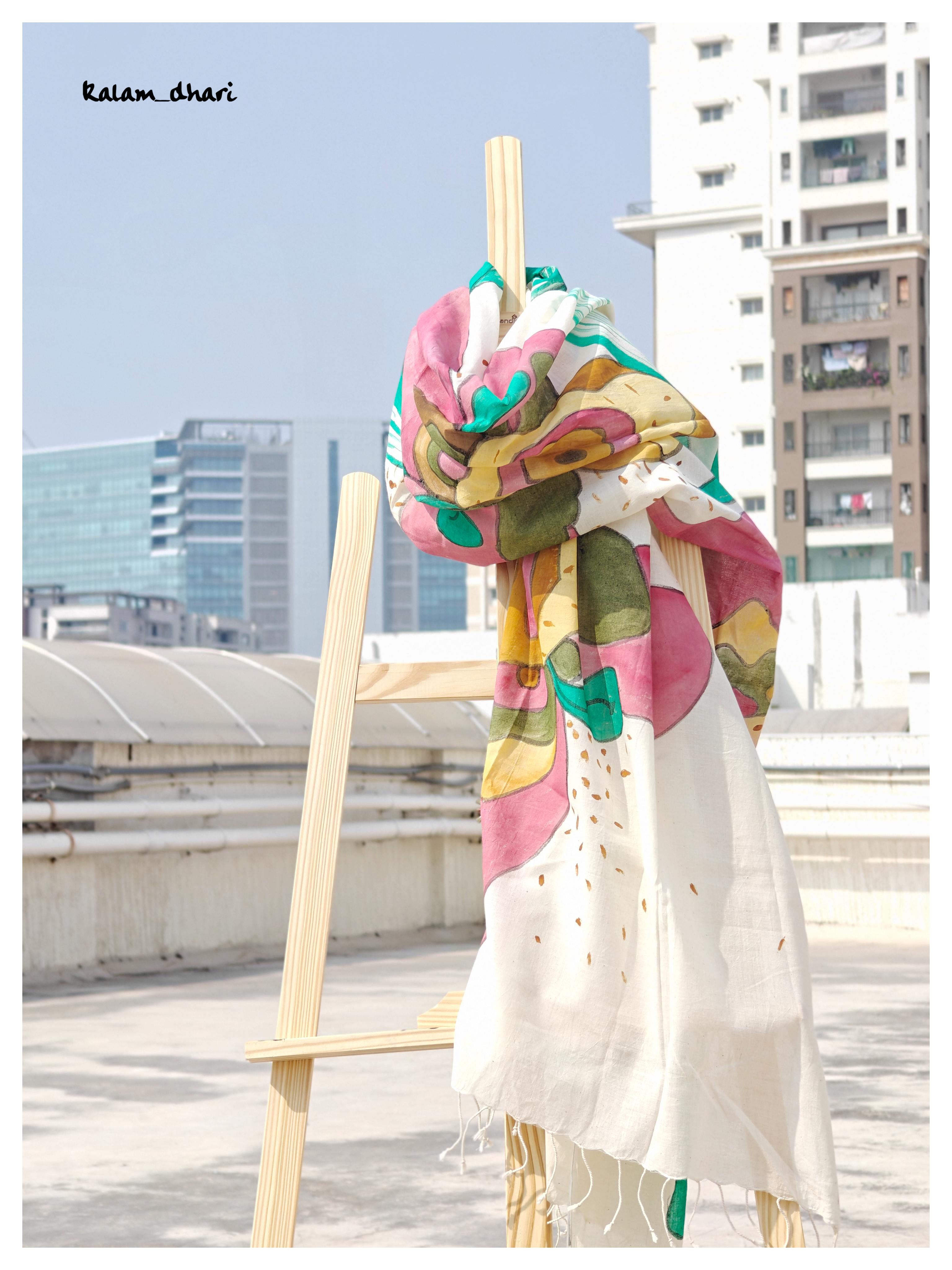 Orchids Muslin Cotton Painted Dupatta