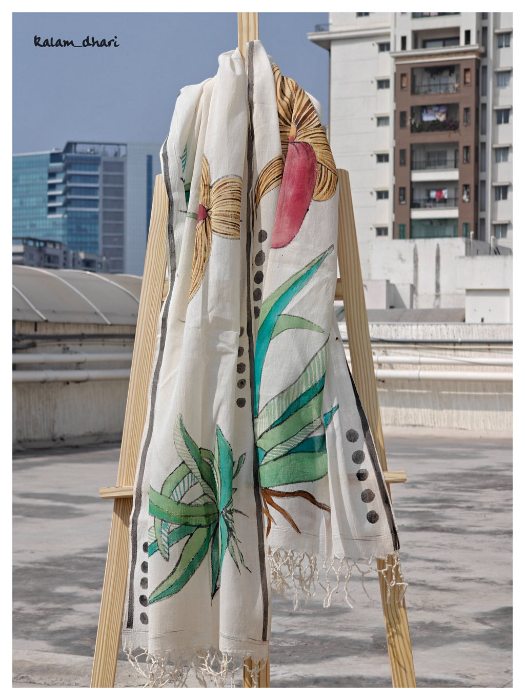 Orchids Muslin Cotton Painted Stole