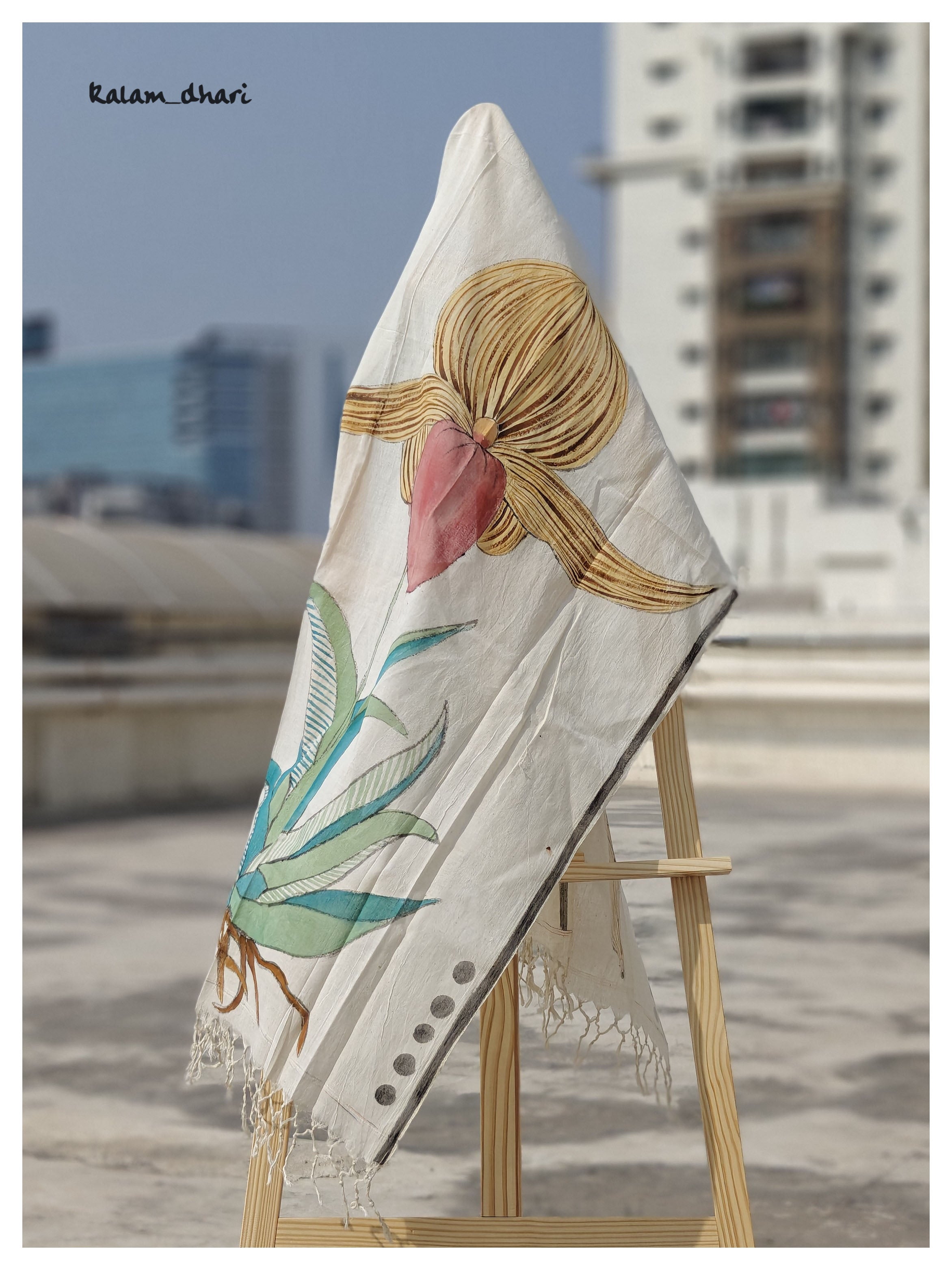 Orchids Muslin Cotton Painted Stole