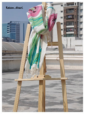 Poppies Muslin Cotton Painted Stole