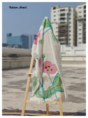 Poppies Muslin Cotton Painted Stole