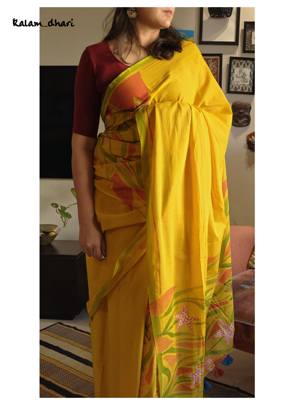 Iris Painted Mul Cotton Saree