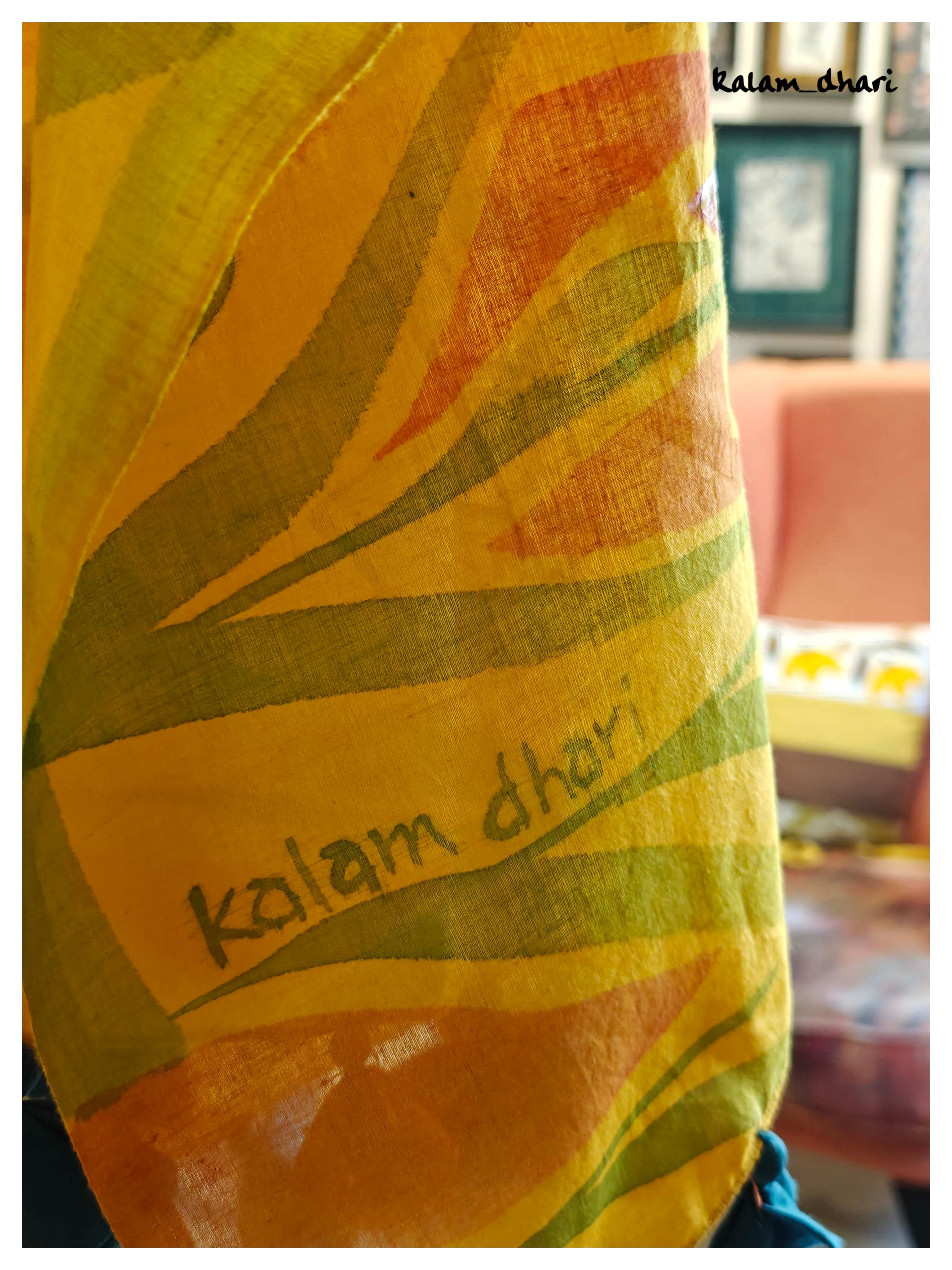 Iris Painted Mul Cotton Saree