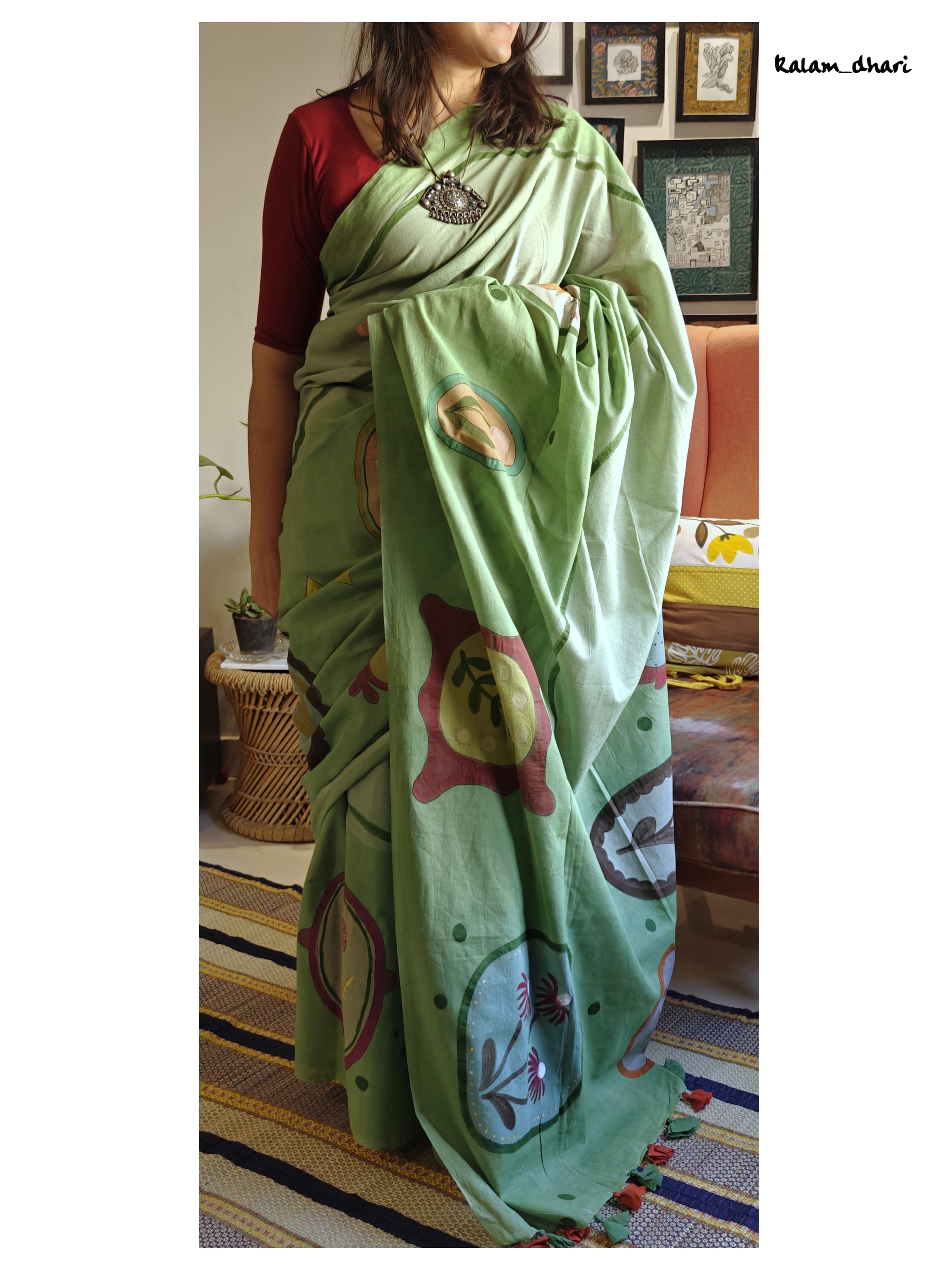 Vintage Painted Mul Cotton Saree