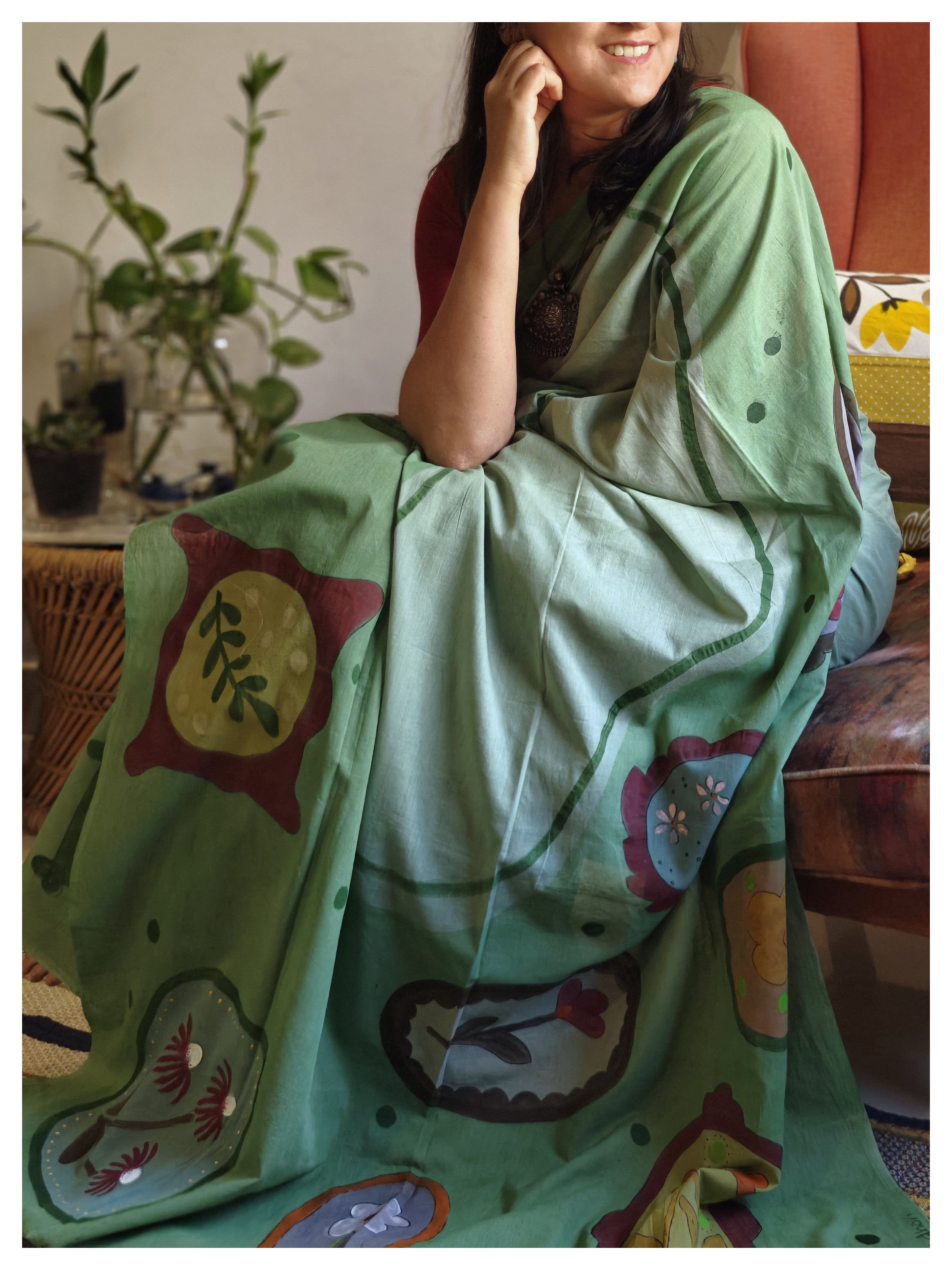 Vintage Painted Mul Cotton Saree