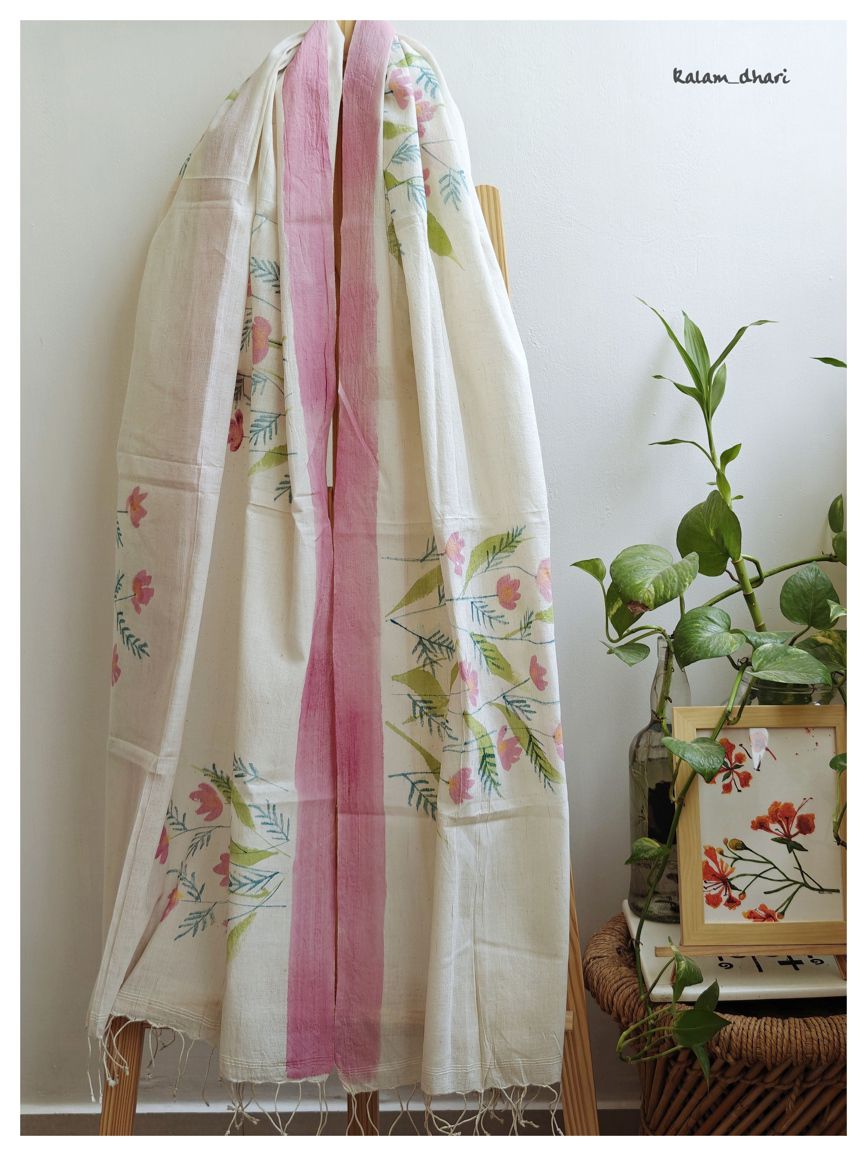 Phool Muslin Cotton Painted Dupatta