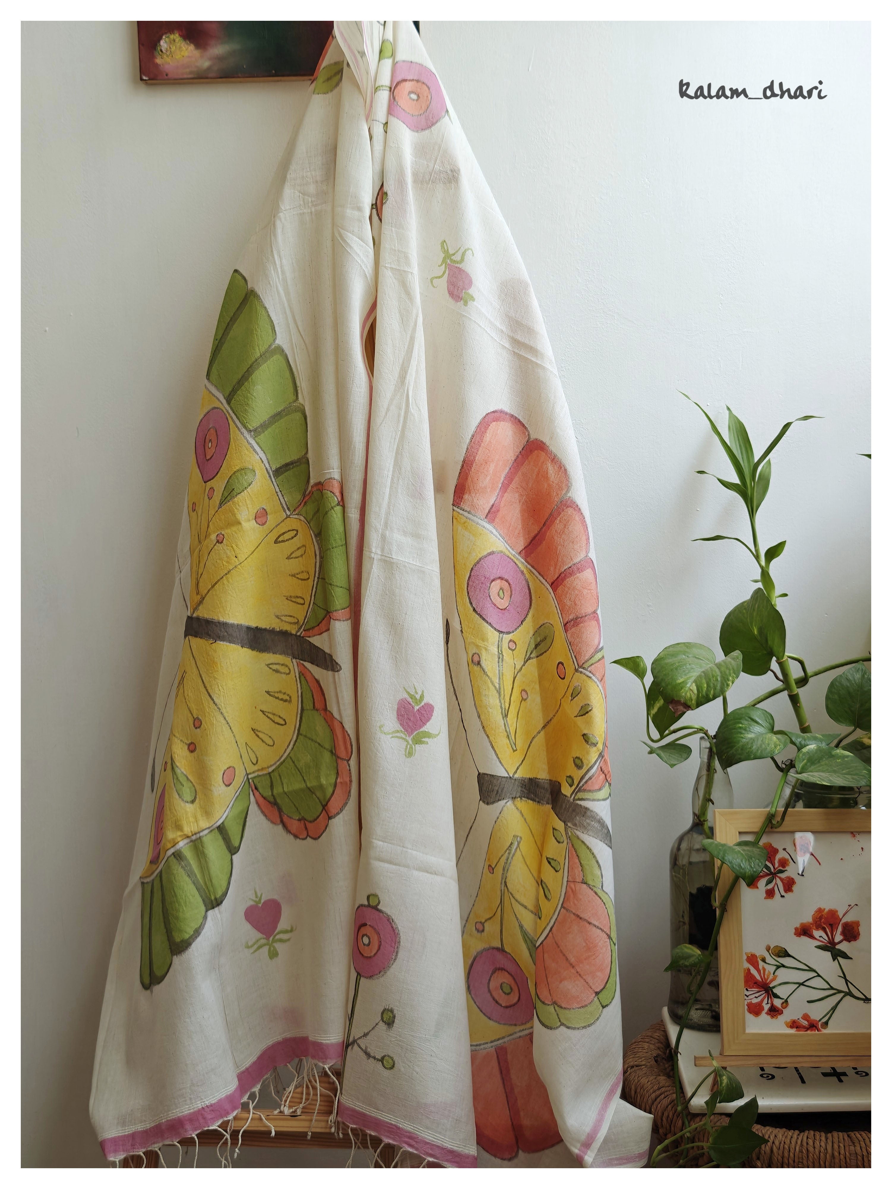 Winged Muslin Cotton Painted Dupatta